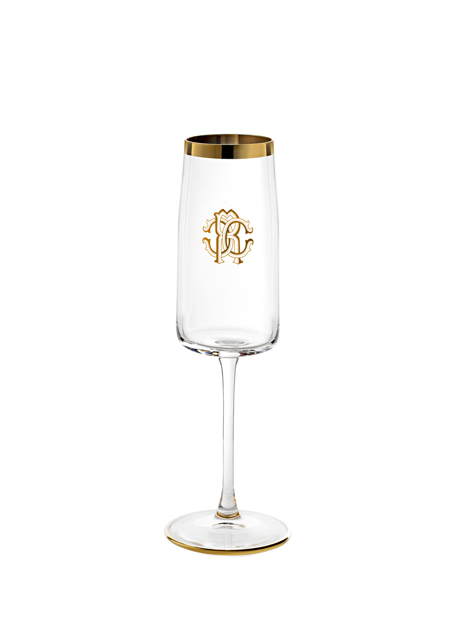 New Monogram Gold Altın Dekorlu Kristal Şampanya Kadehi