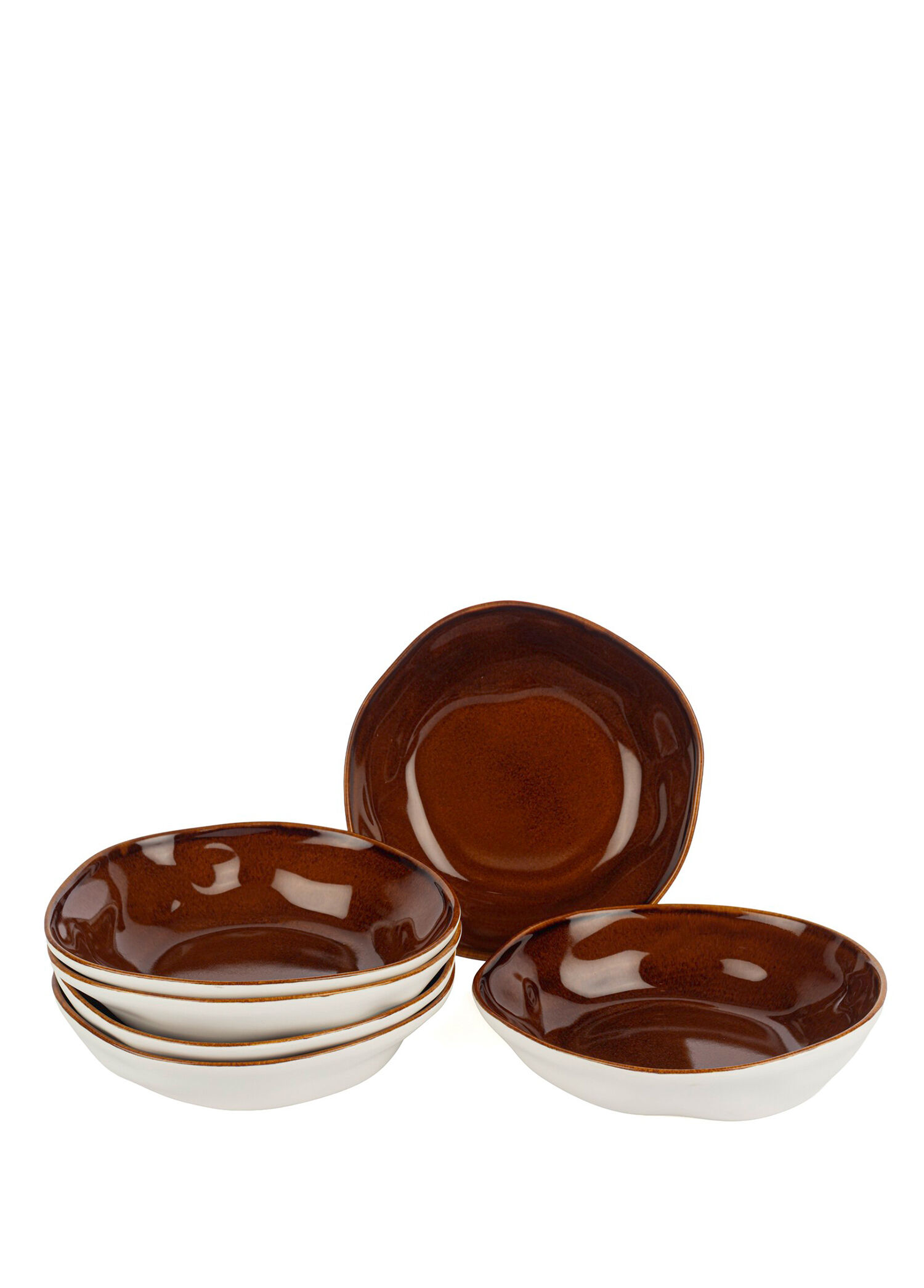 Beyaz Karamel Porselen 6'lı Kase 18 cm