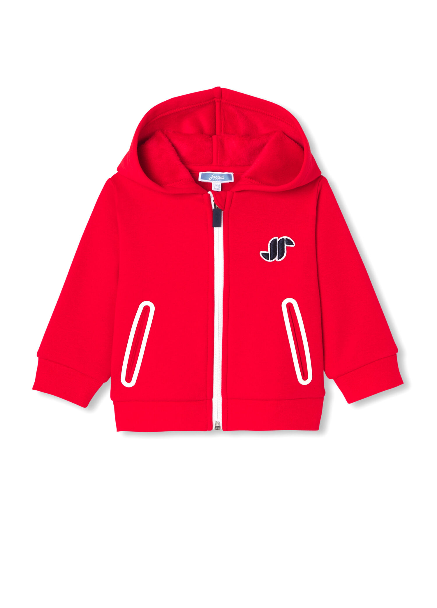 Kırmızı Polar Fermuarlı Kapüşonlu Erkek Bebek Sweatshirt