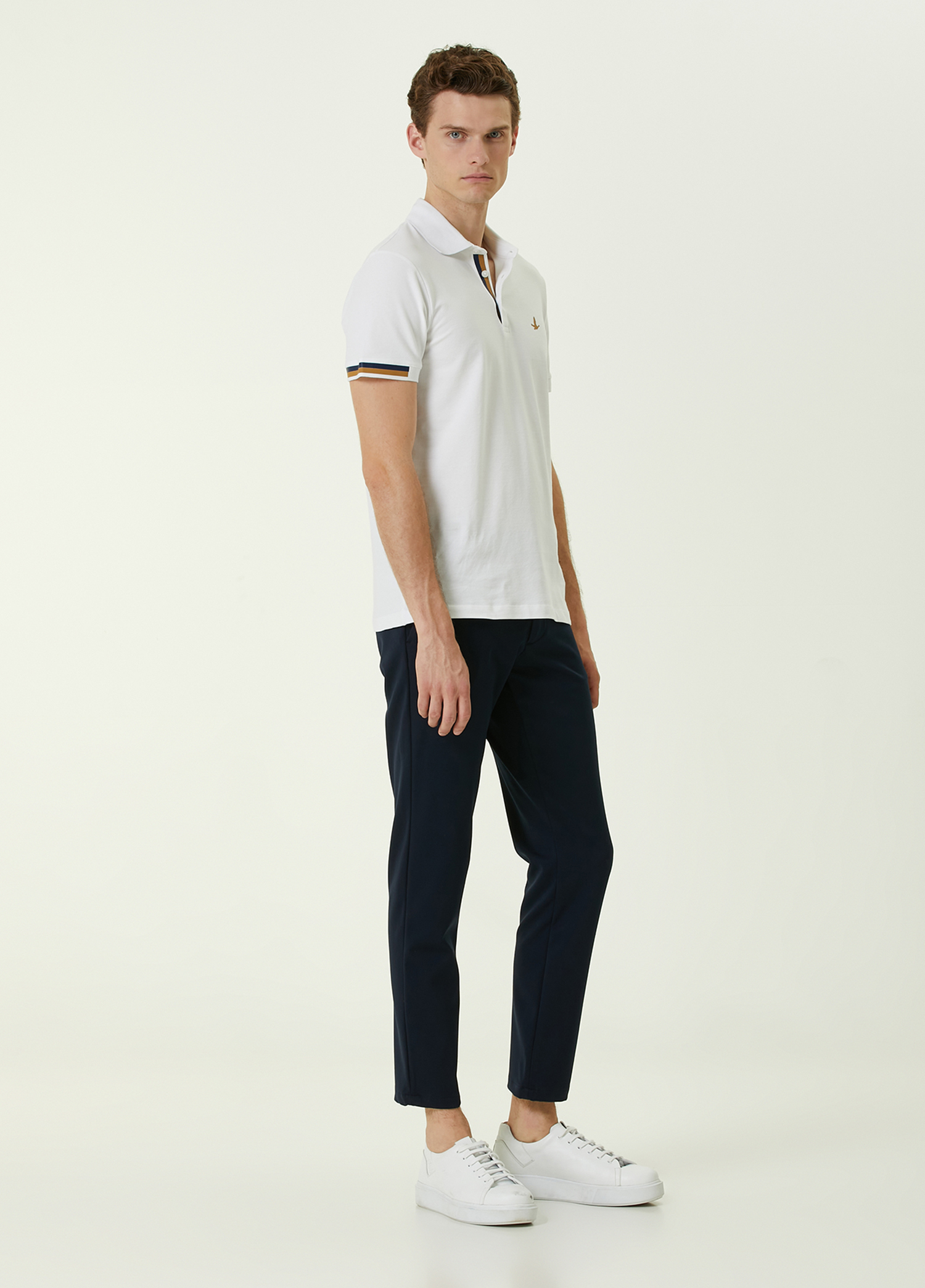 Slim Fit Beyaz Polo Yaka Pike T-shirt_1