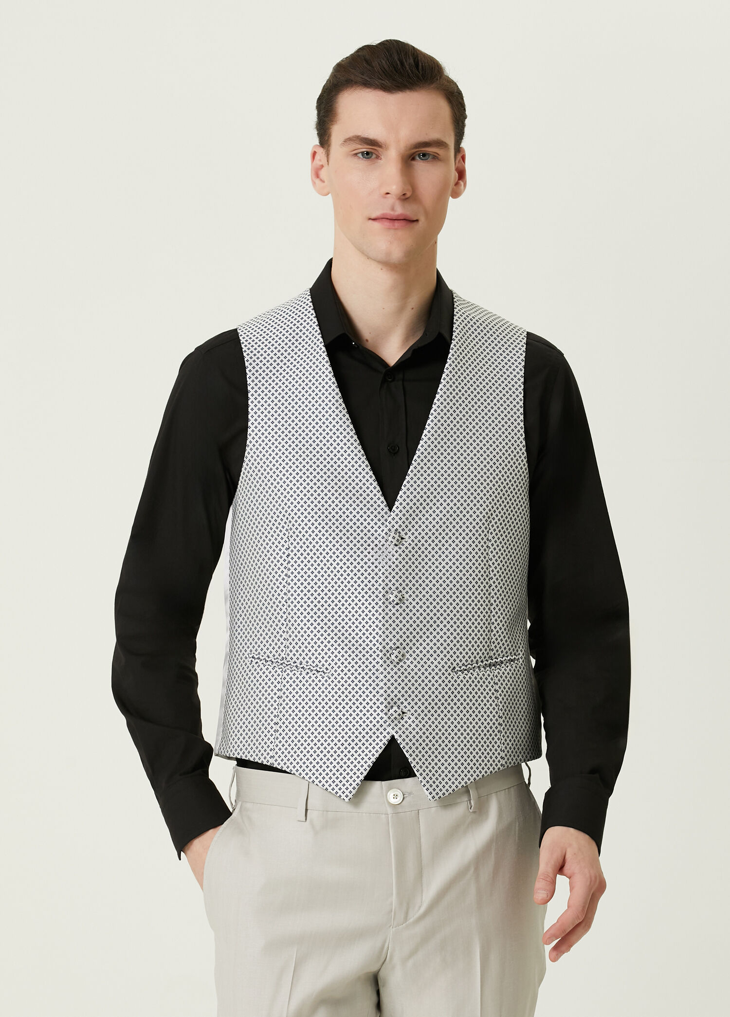 Blue Micro Patterned Vest