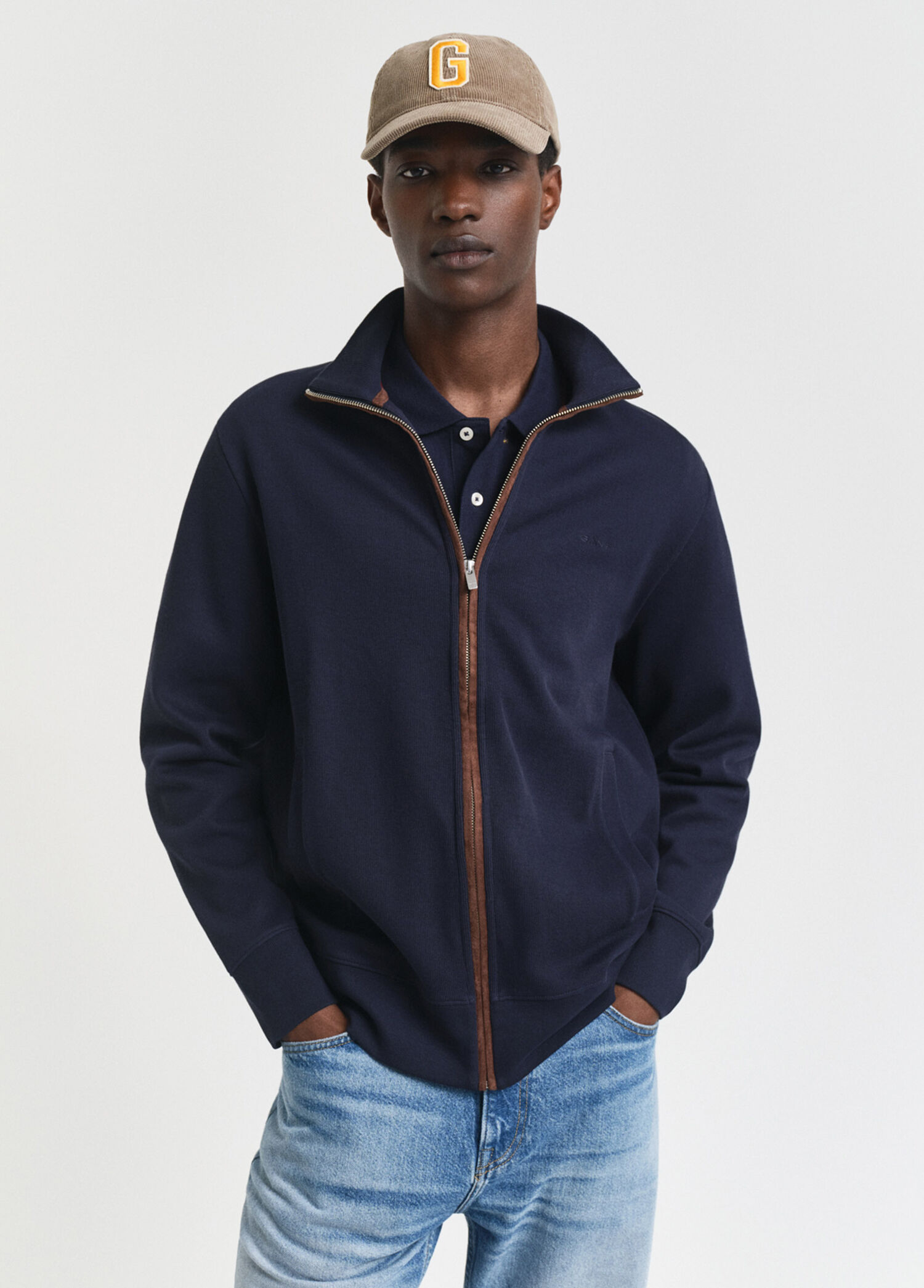 Lacivert Regular Fit Erkek Fermuarlı Hırka