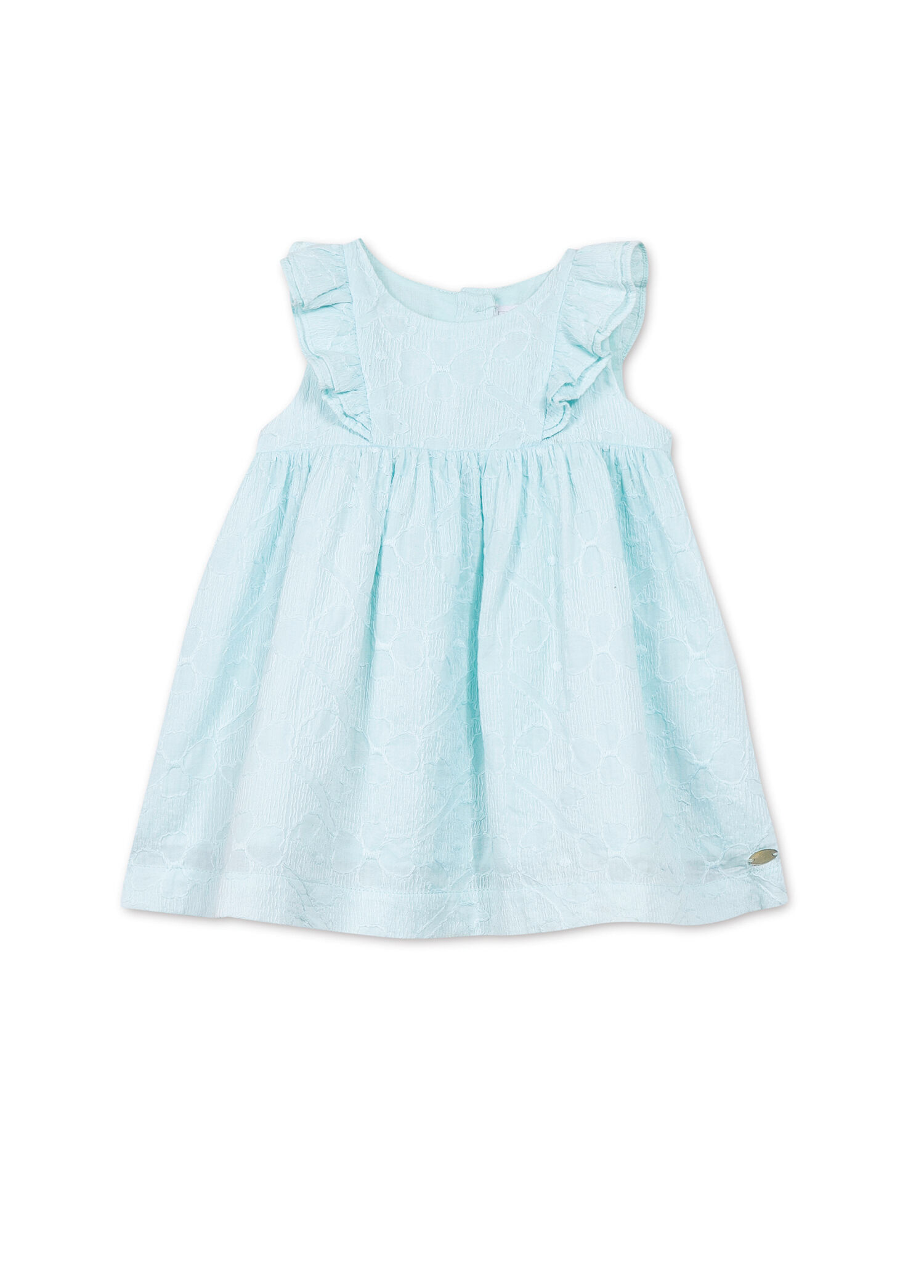 Aqua Fırfırlı Kolsuz Kız Bebek Elbise