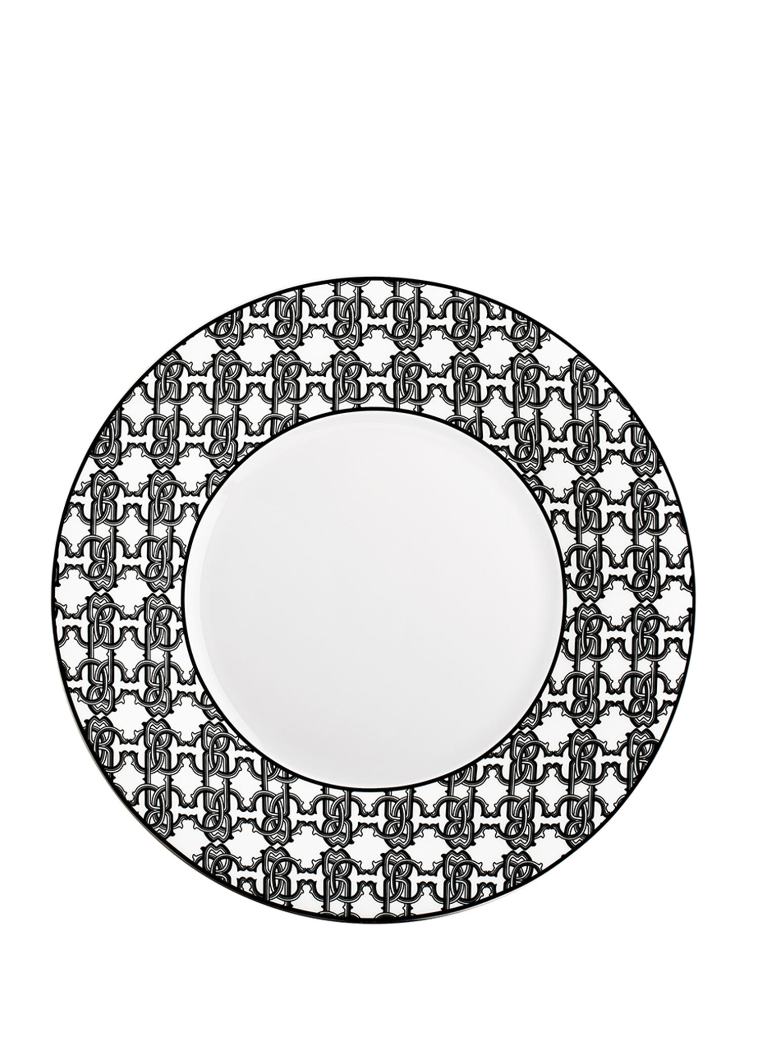 Monogram Siyah Beyaz Desenli Porselen Yemek Tabağı 27 cm