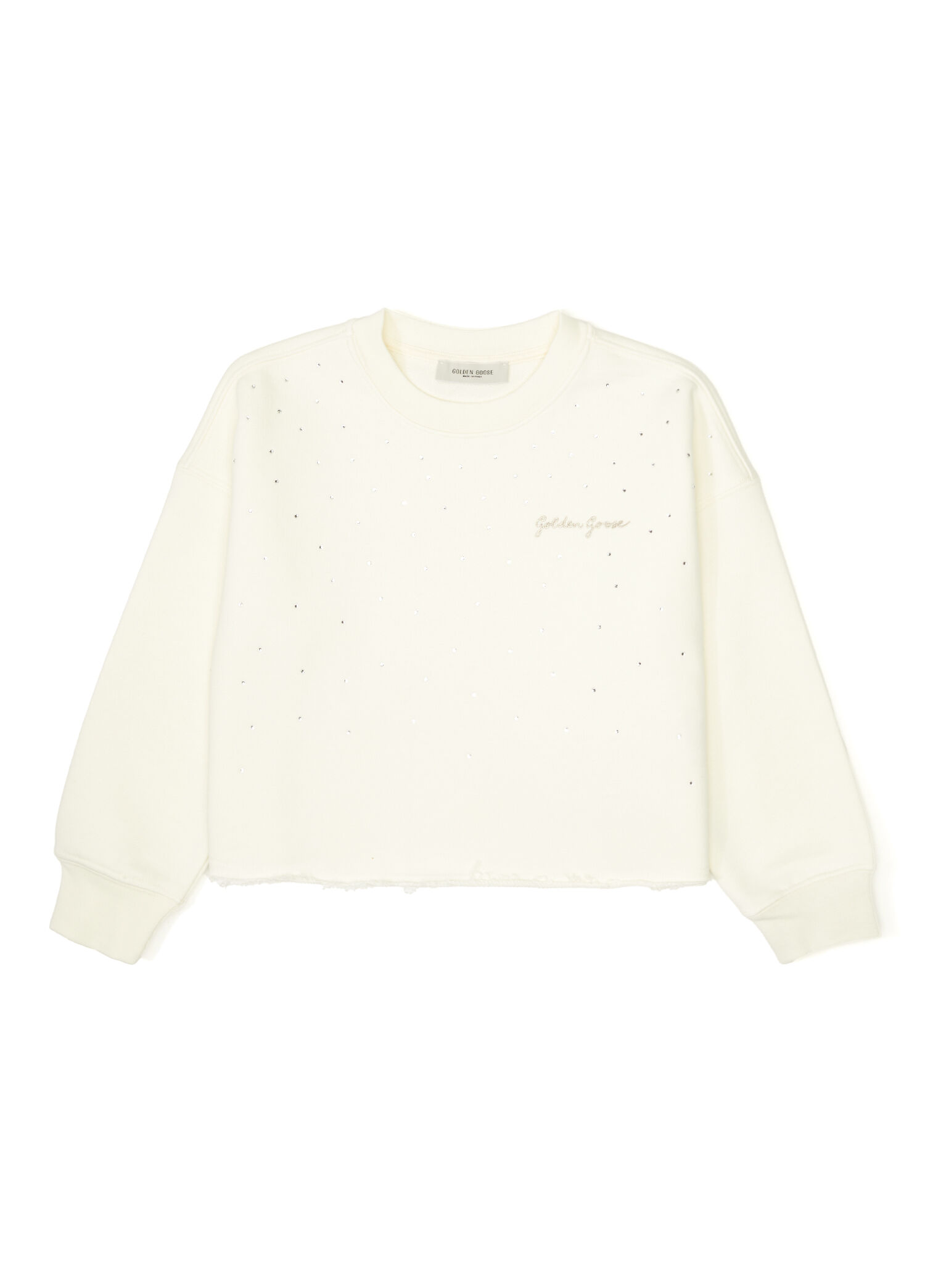 Beyaz Mikro Taşlı Kız Çocuk Sweatshirt