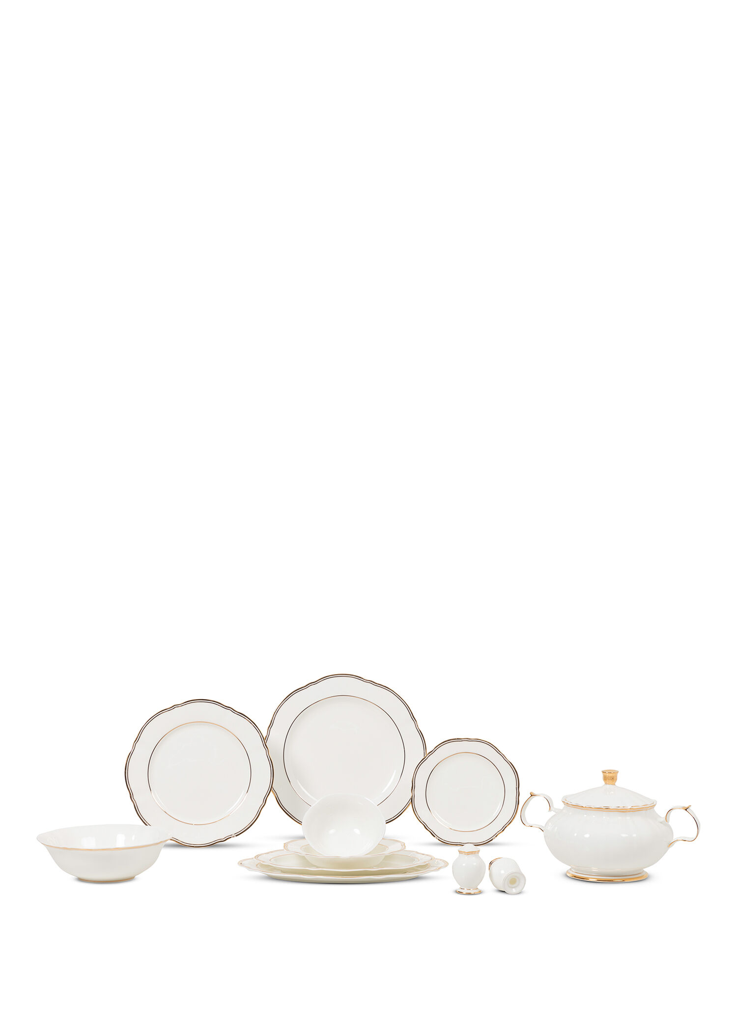 Eva Gold Altın Desenli Bone China Porselen 70 Parça 12 Kişilik Yemek Takımı