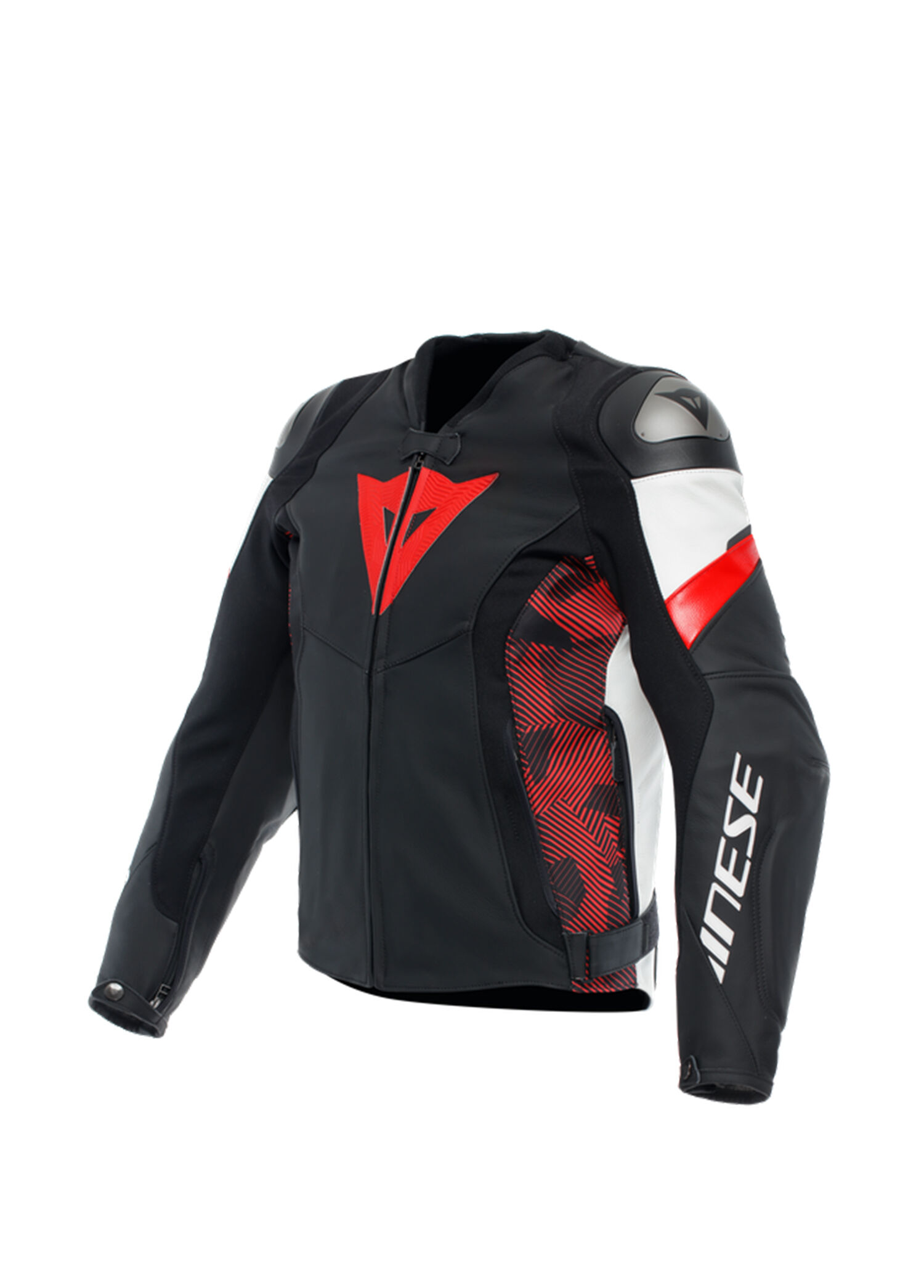 Dainese - Avro 5 Blk Red Lava White Deri Erkek Motosiklet Montu - Çok Renkli