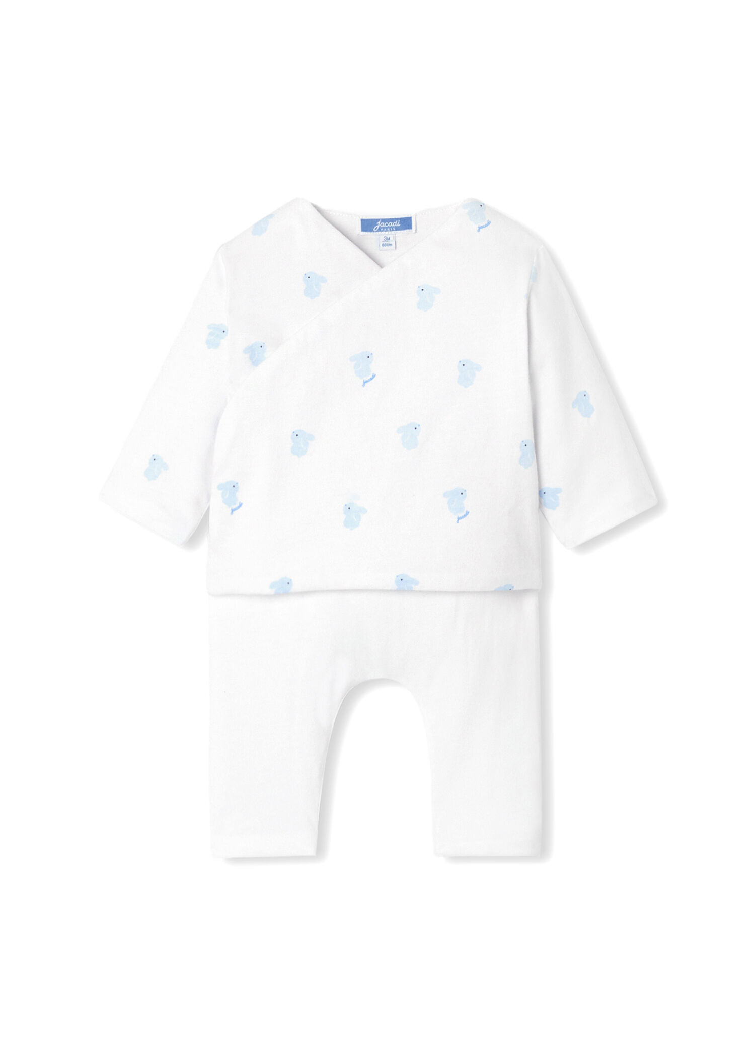 Baskılı Beyaz Kapitone Bluz ve Pantolon Kız Bebek 2'li Set