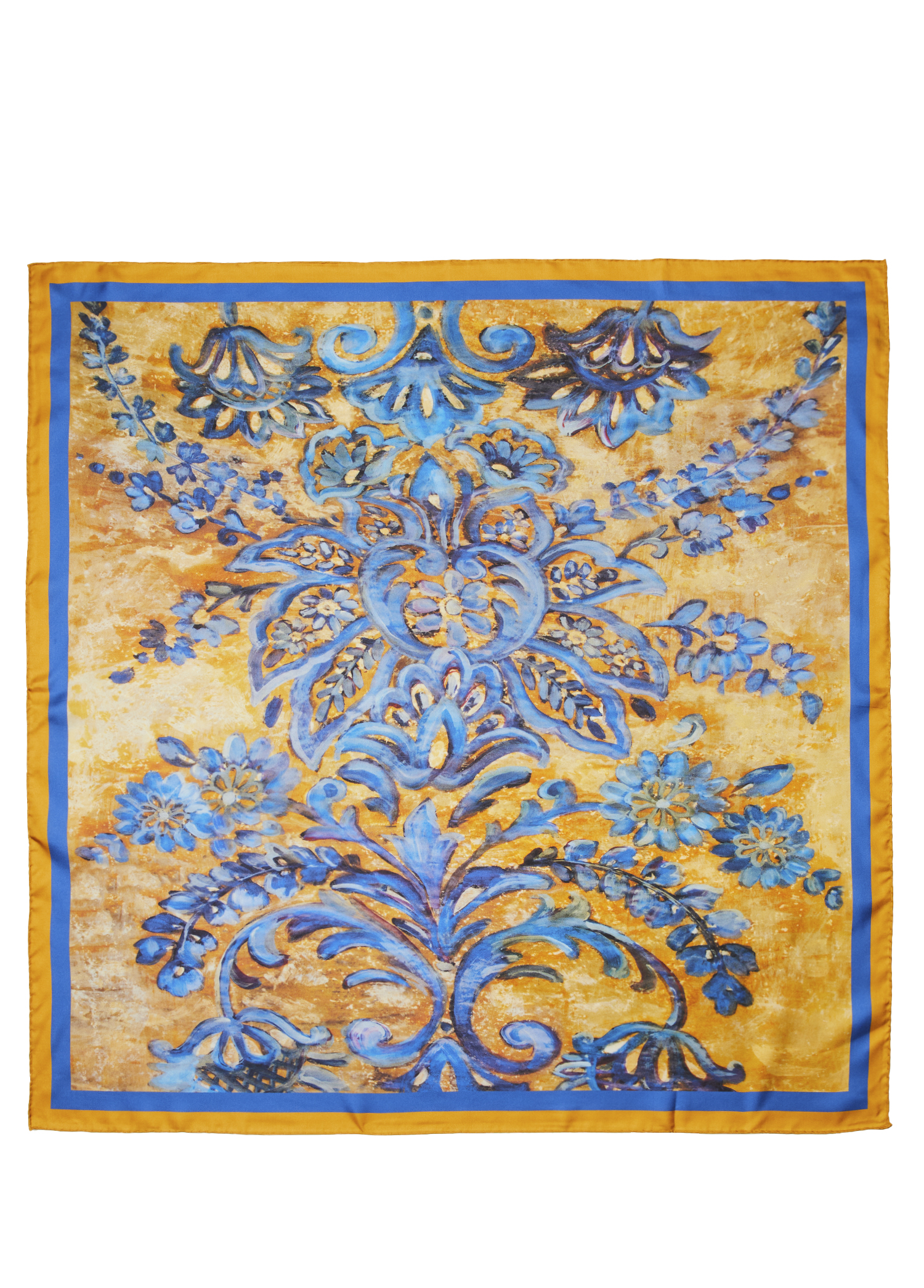 Tan 90x90 Cm Silk Scarf