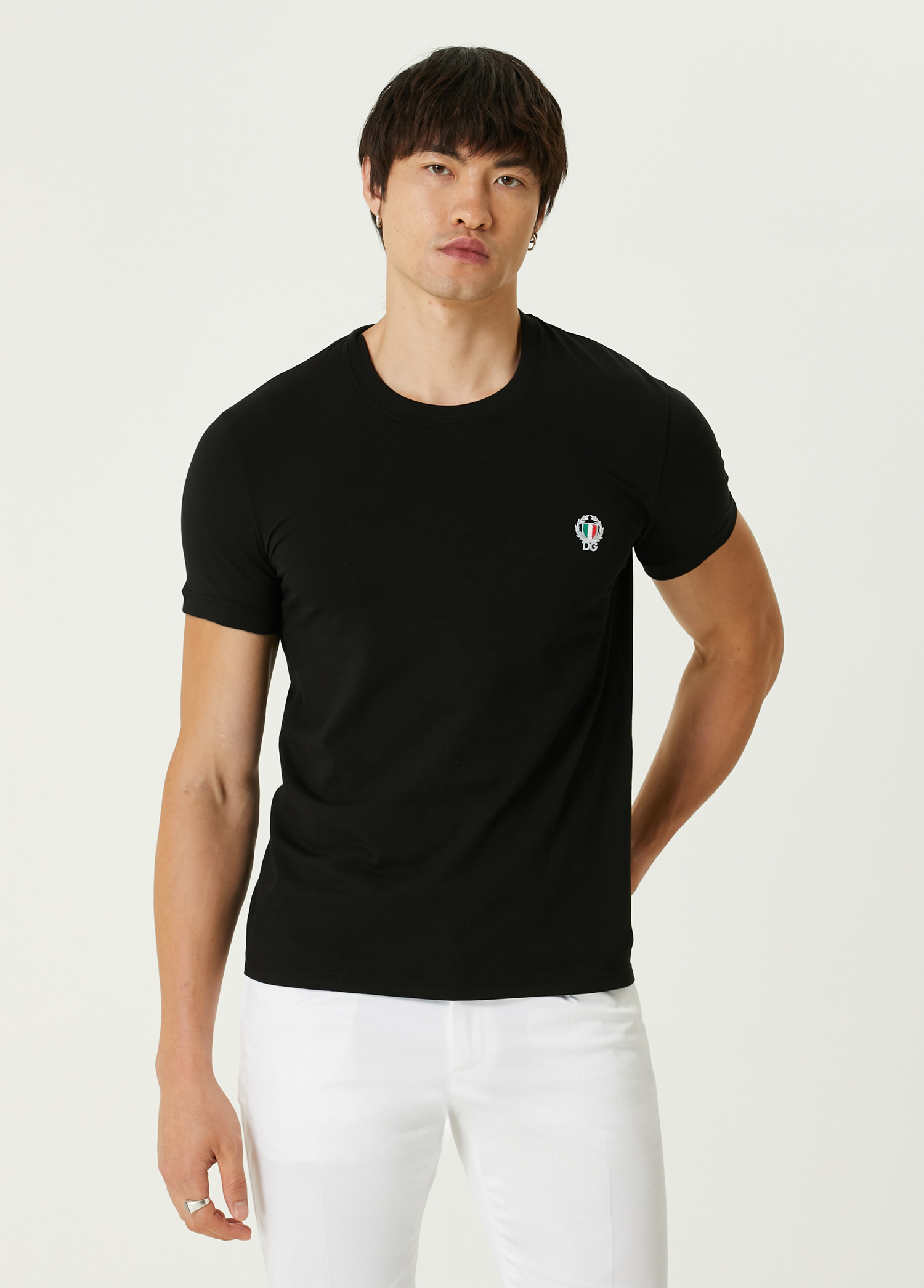 Siyah Logo Nakışlı T-shirt