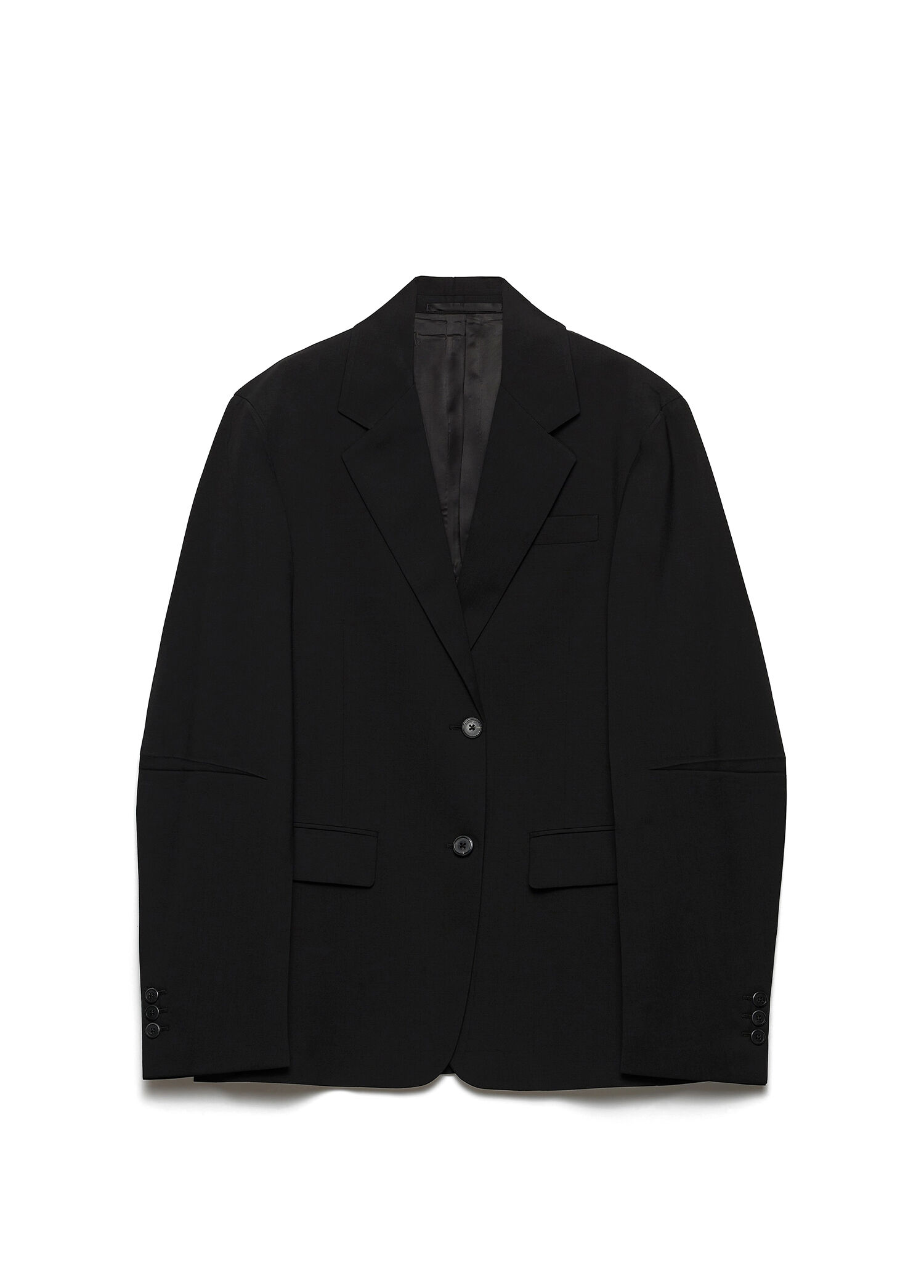 Siyah Superfine Yün Tek Sıra Düğmeli Kadın Oversize Ceket