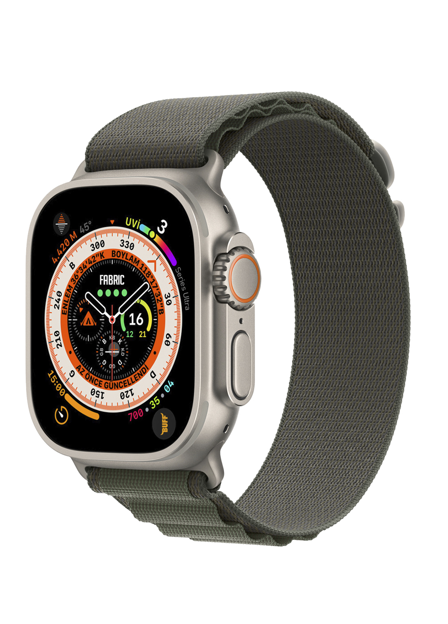 Apple Watch Ultra Fabric Band 49mm Yeşil Kayış