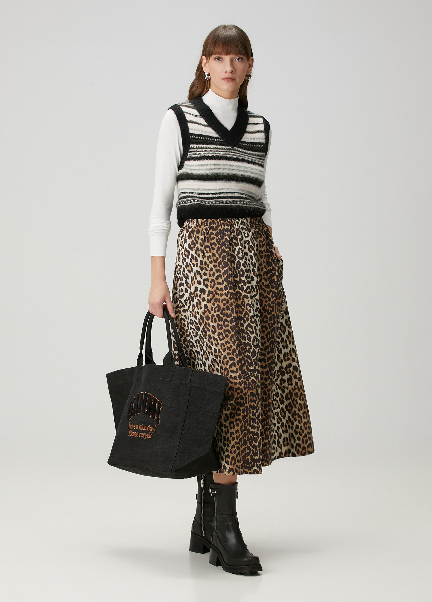 Ganni - Shopper XXL Black Women's Organic Cotton Bag