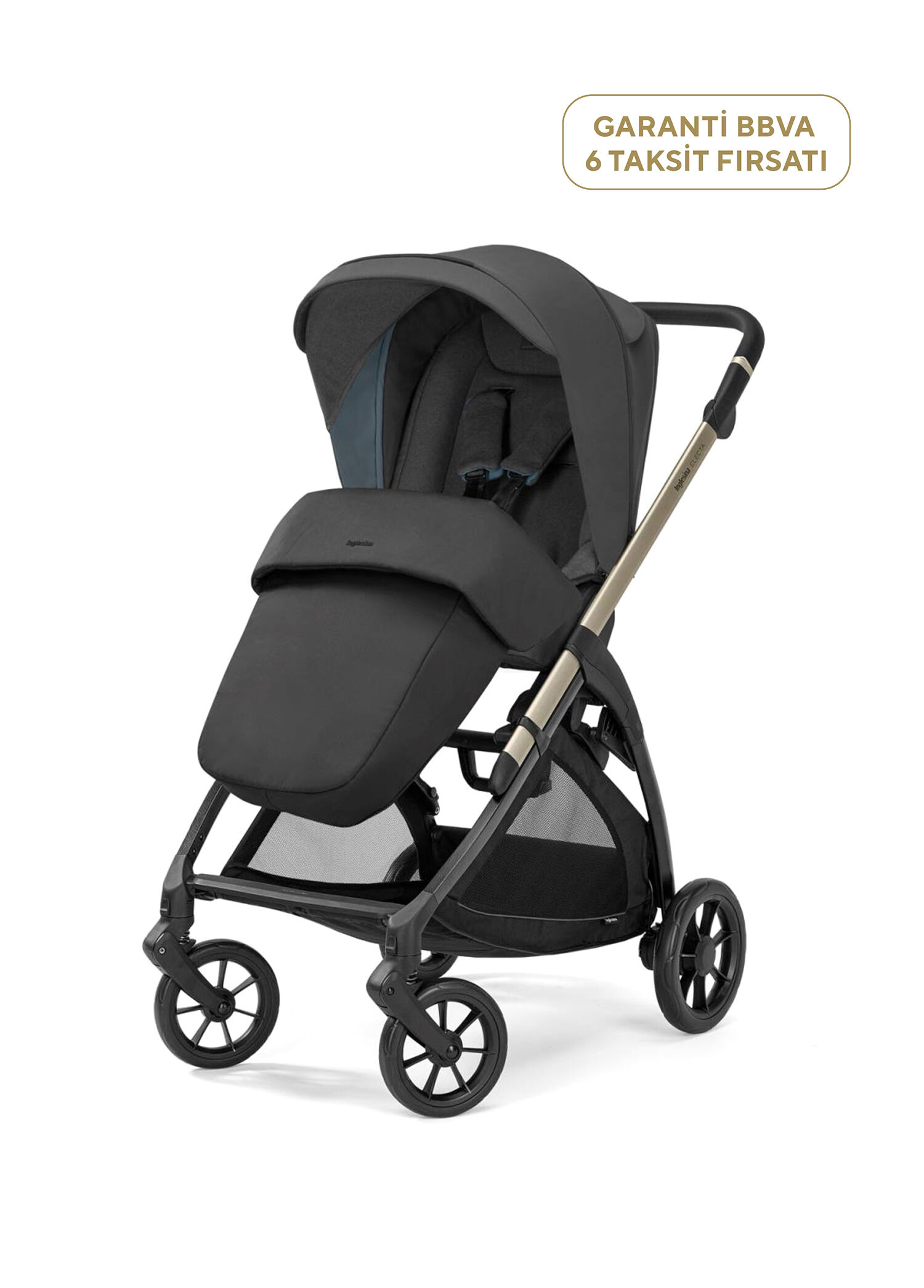 Electa+ Upper Black Tek Elle Katlanabilen Çift Yönlü Bebek Arabası