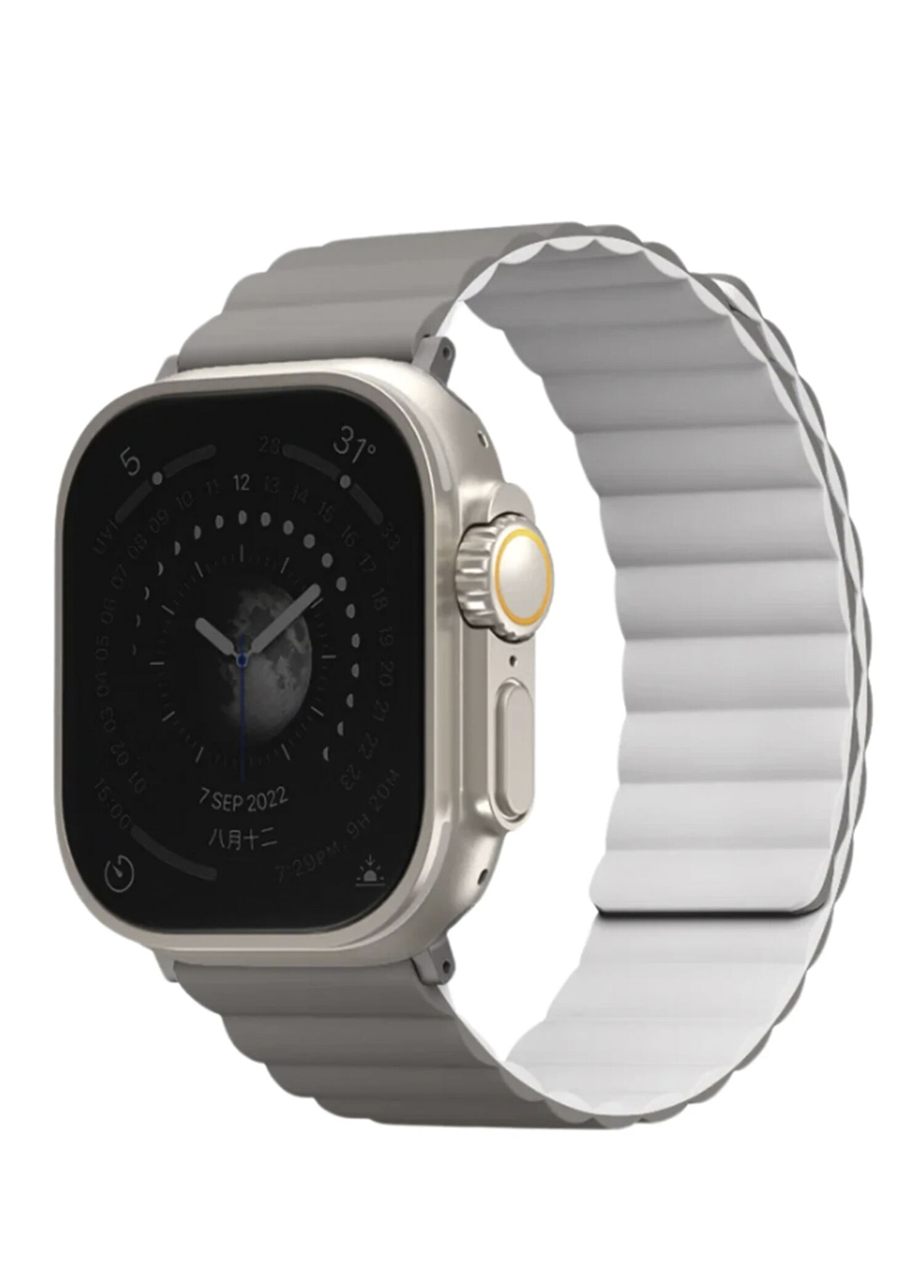 Revix Reversible Watch 44/45/46/49 mm Gri Beyaz  Deri Manyetik Akıllı Saat Kordon