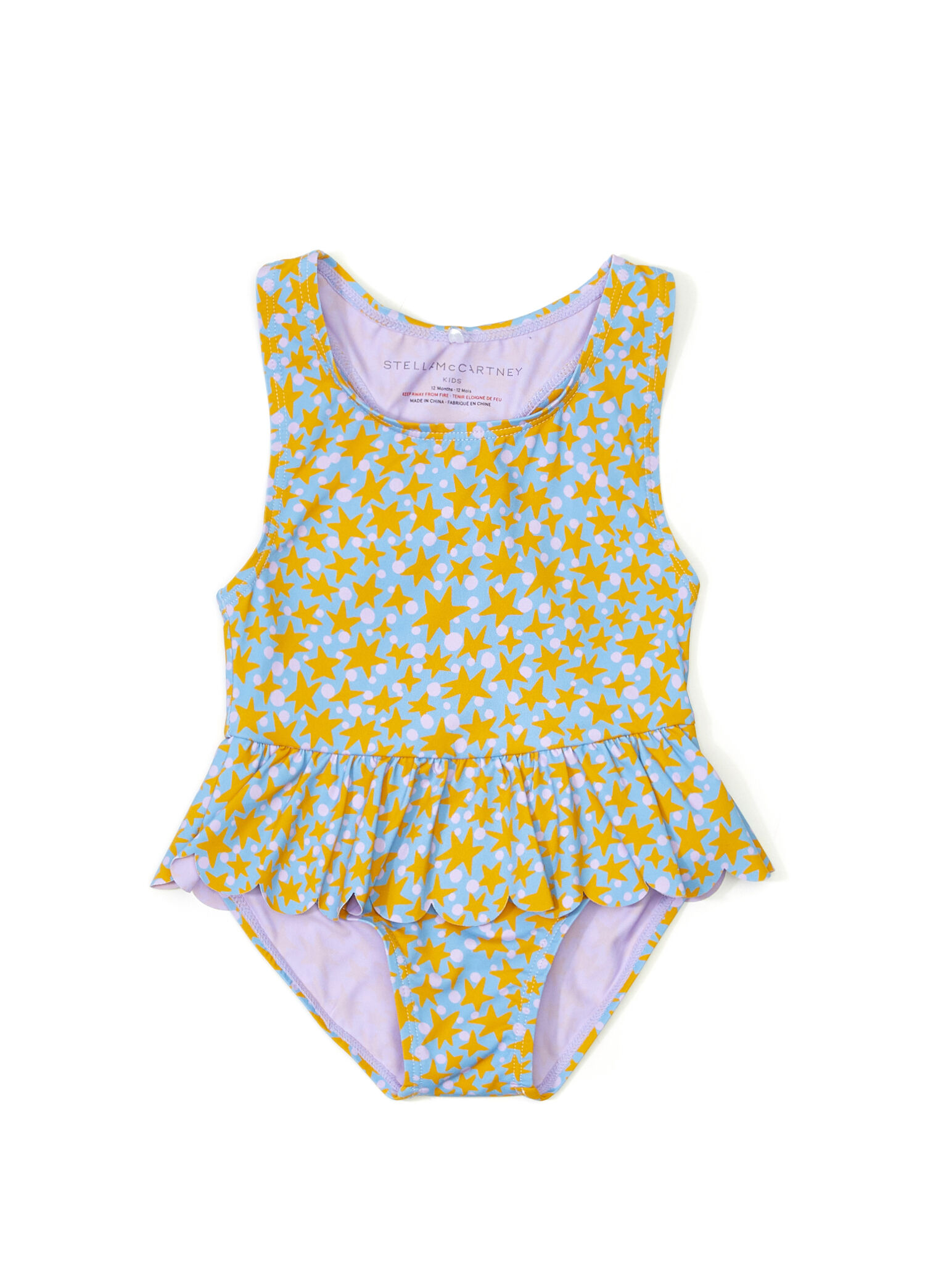 Colorblocked Baskılı Kız Bebek Mayo
