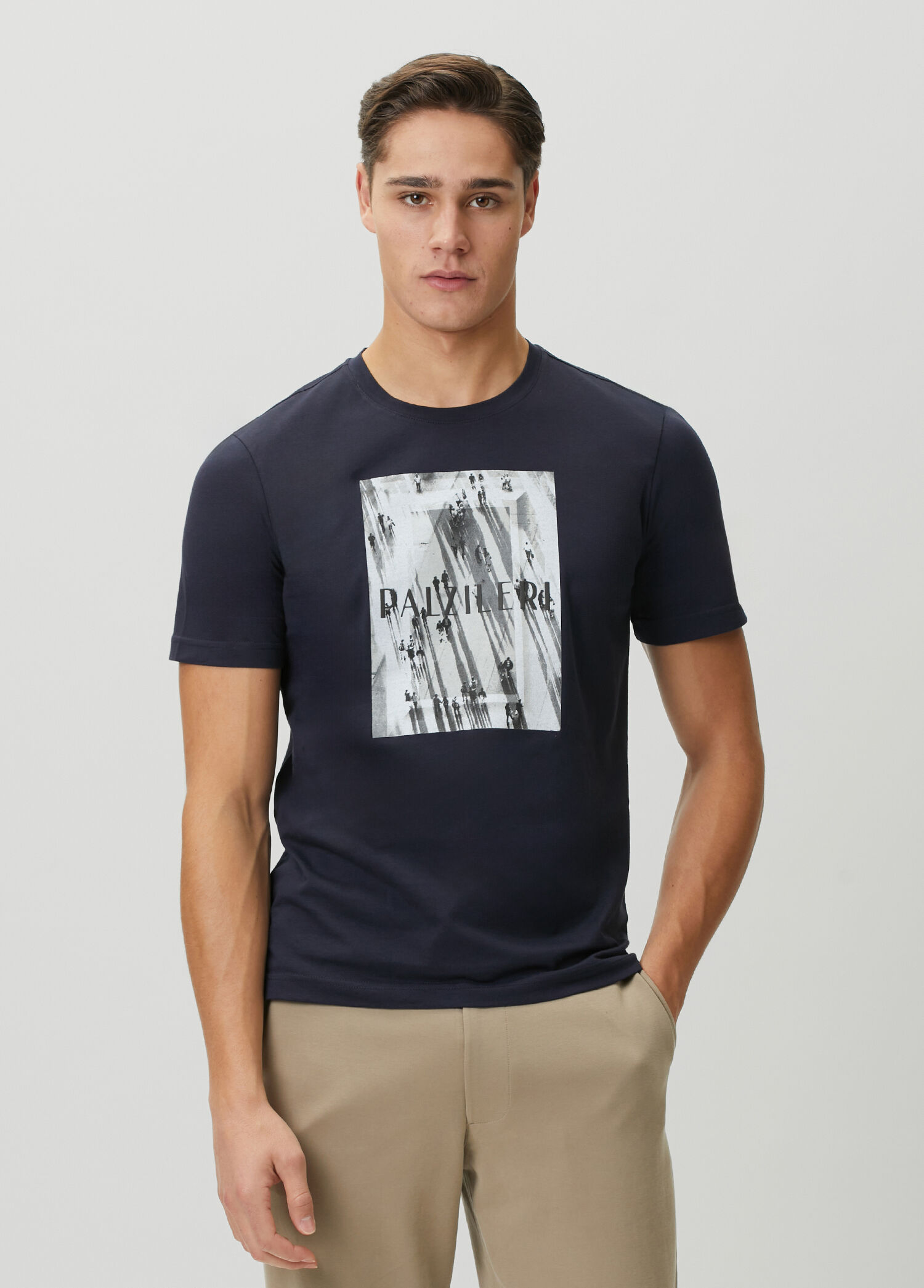 Navy Blue Logo Printed T-Shirt