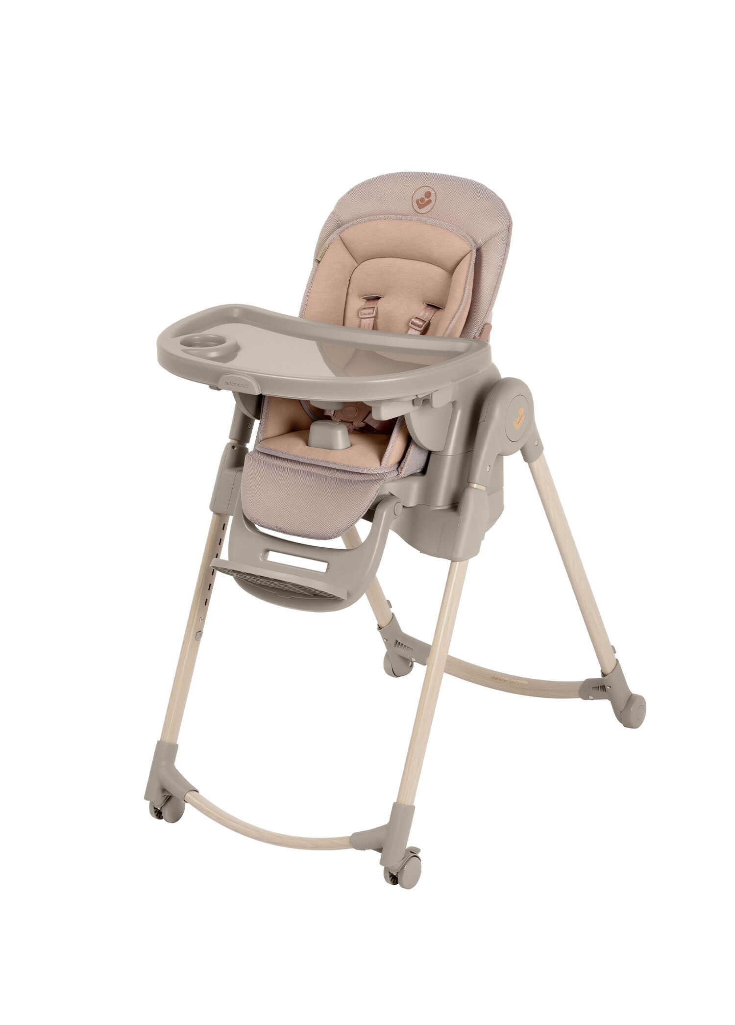 Minla Plus Elegance Terra 6'sı Bir Arada Ahşap Görünümlü 4 Tekerlekli Mama Sandalyesi