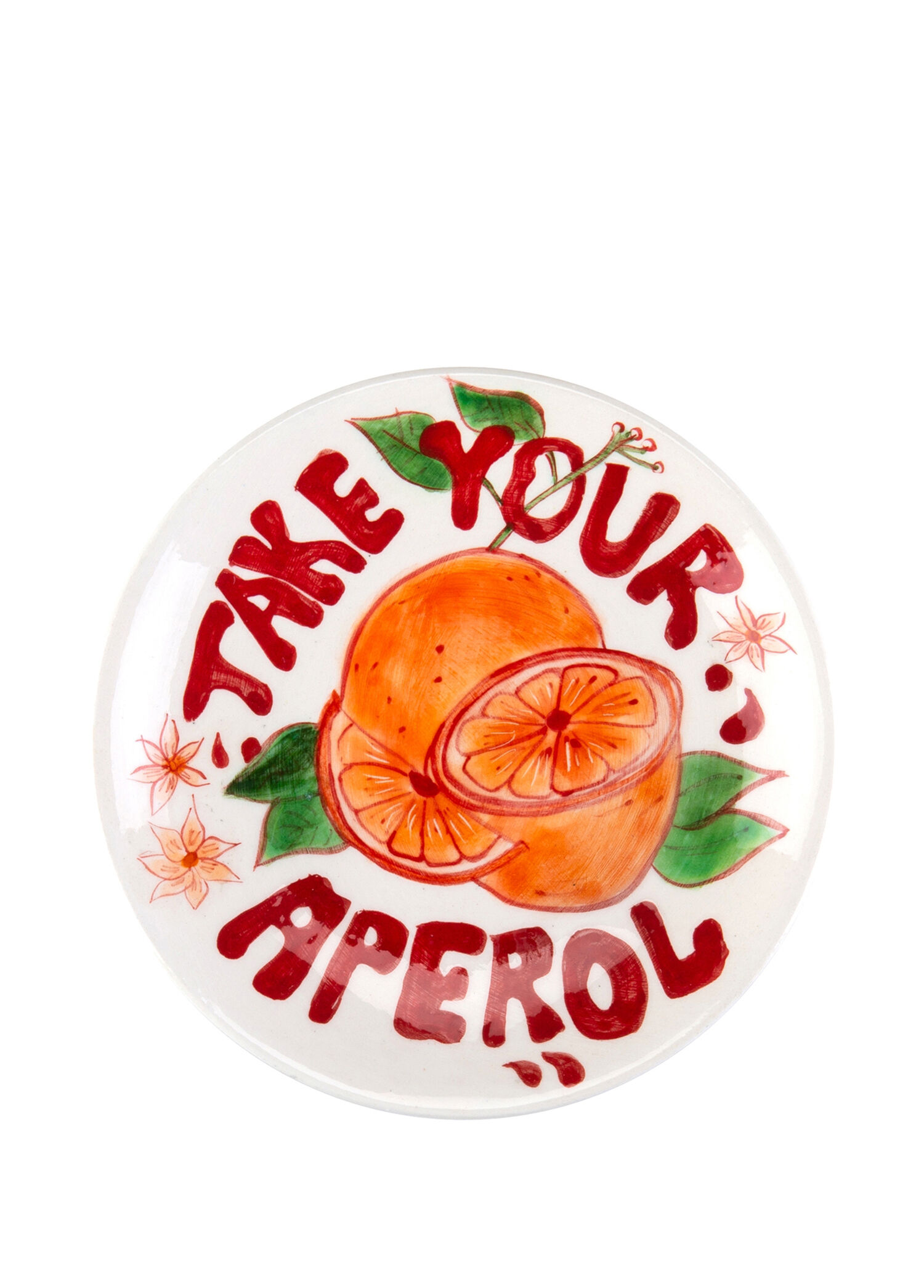 El Yapımı Take Your Aperol Seramik Kokteyl Tabağı 15 cm