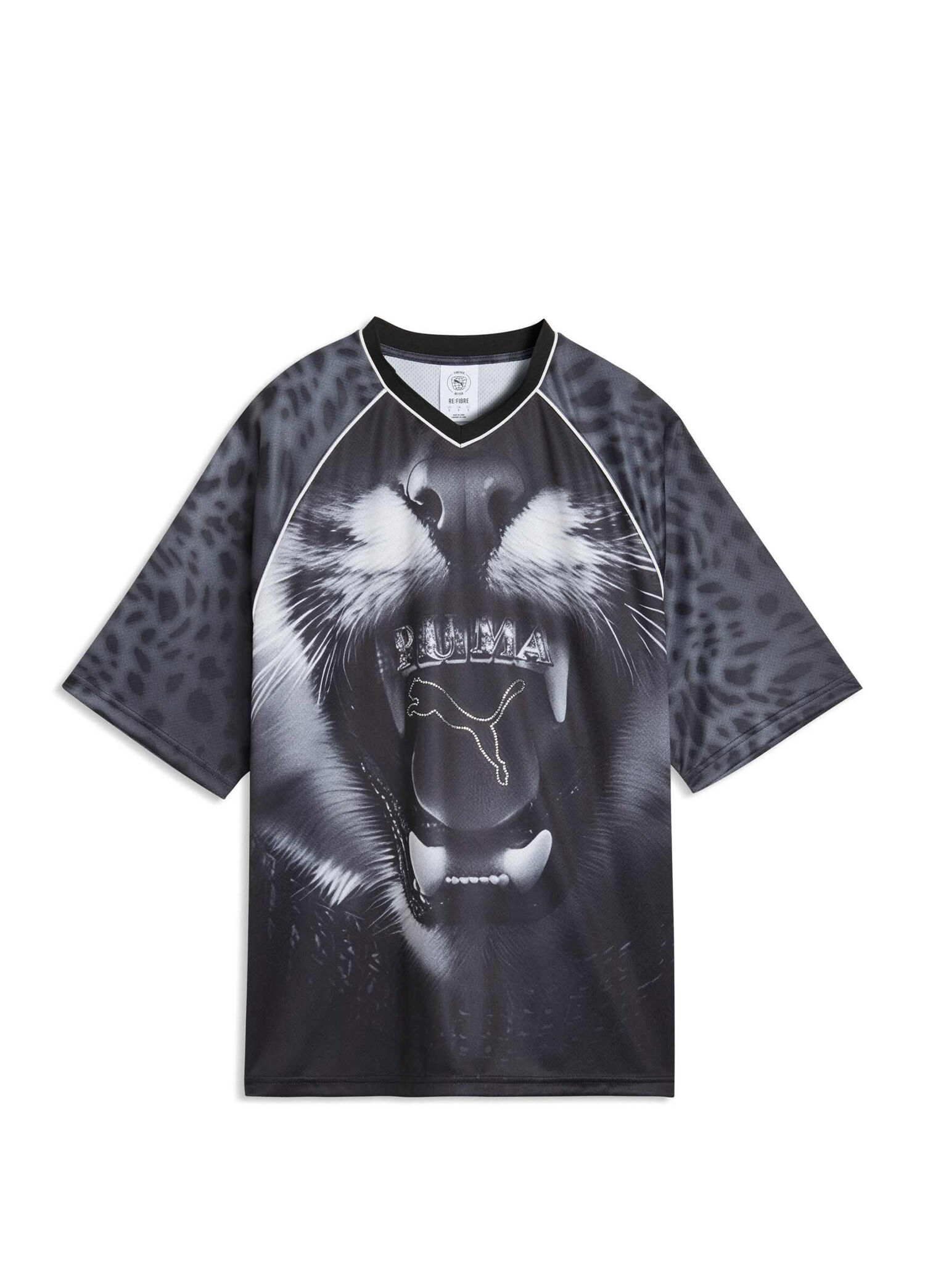 Street Glam Black Grafik Desenli Geniş Kesim Kısa Kollu Kadın Forma