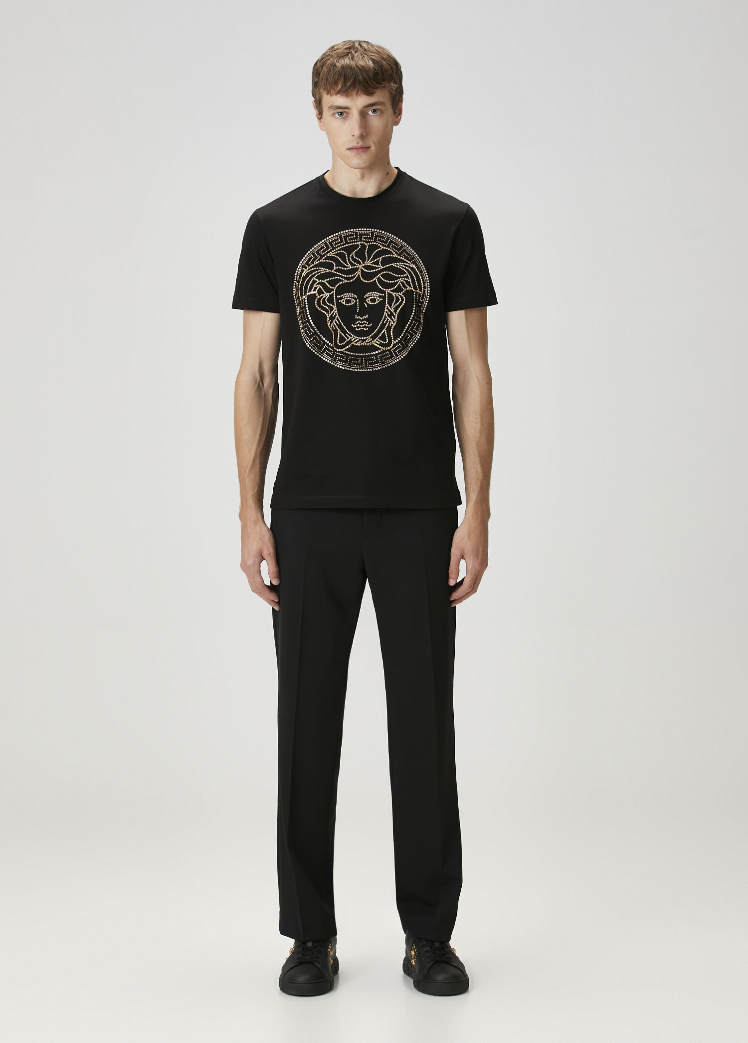Versace - Siyah Medusa İşlemeli T-shirt - Siyah