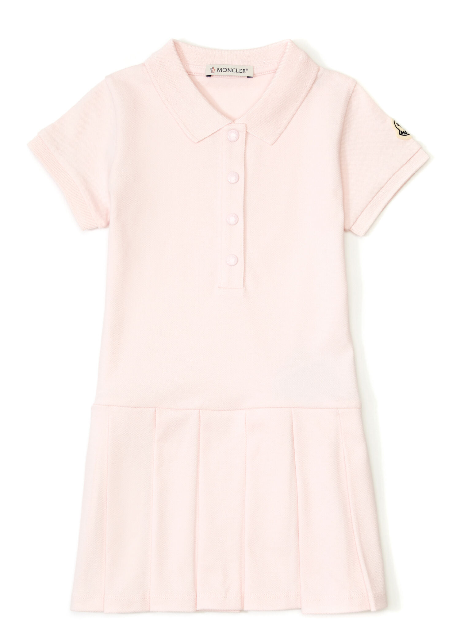 Açık Pembe Pileli Kız Çocuk Pike Polo Elbise
