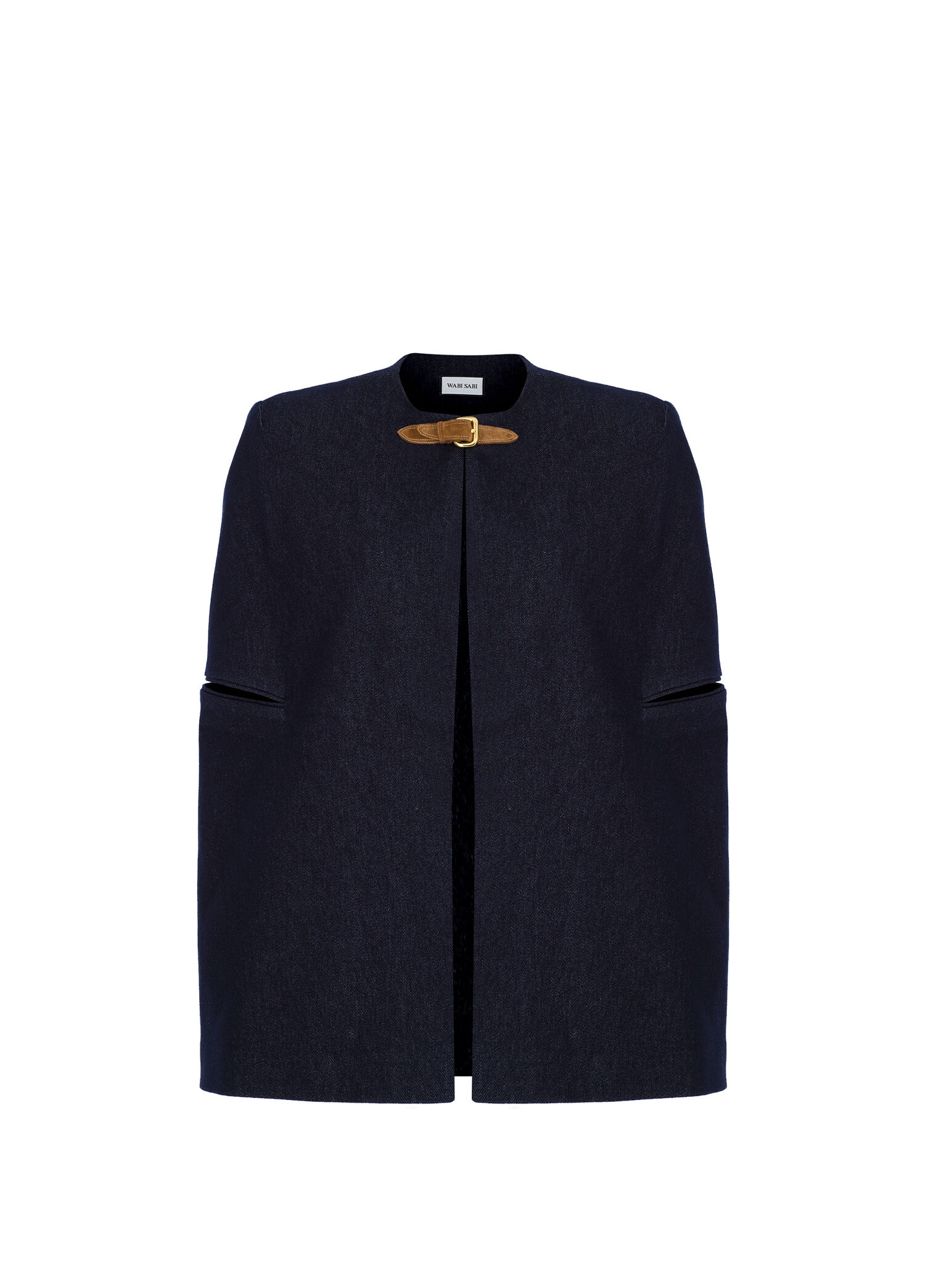 No8 Süet Detaylı Lacivert Denim Kadın Pelerin Ceket