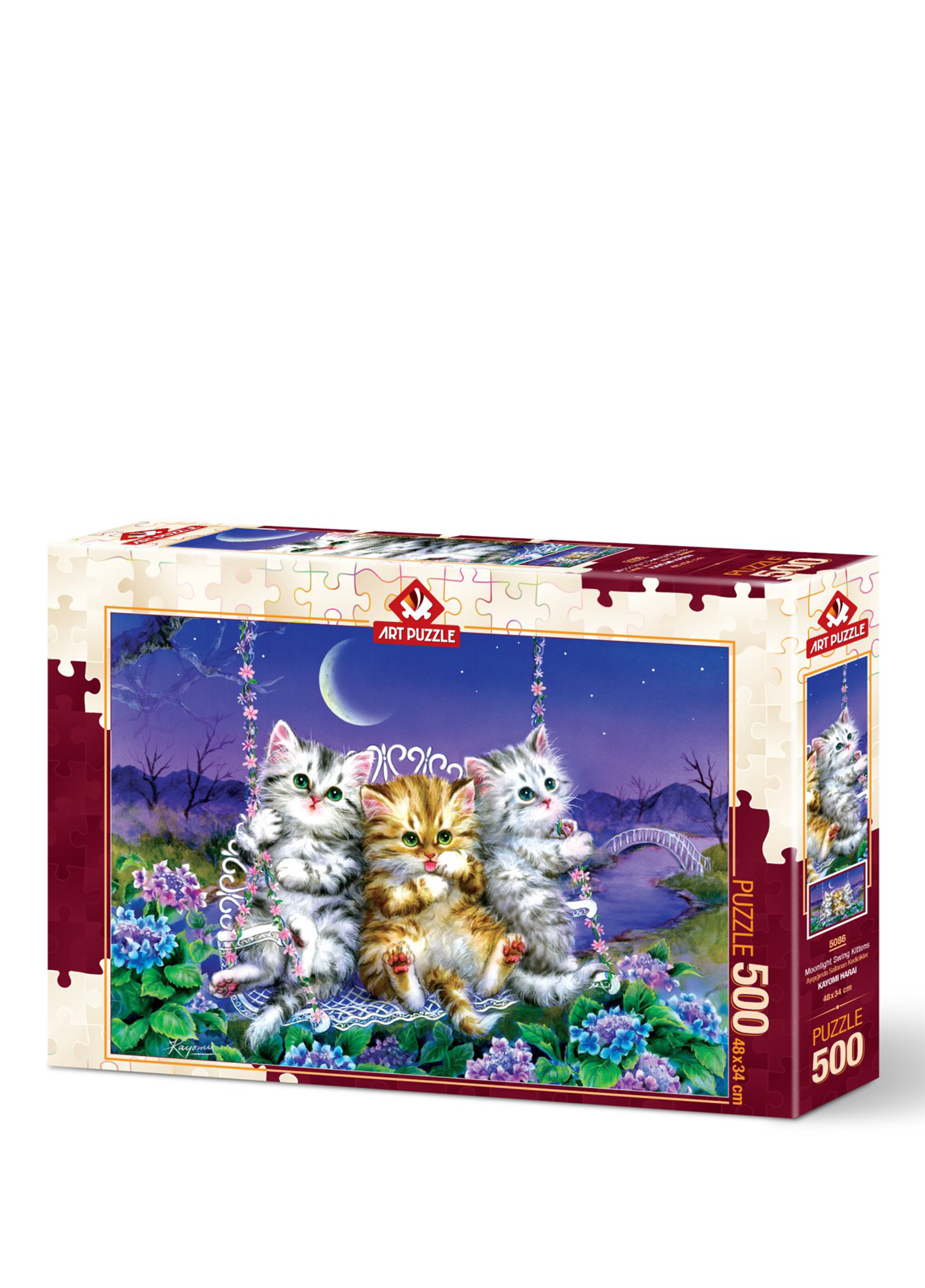 Ayışığında Sallanan Kedicikler 500 Parça Puzzle