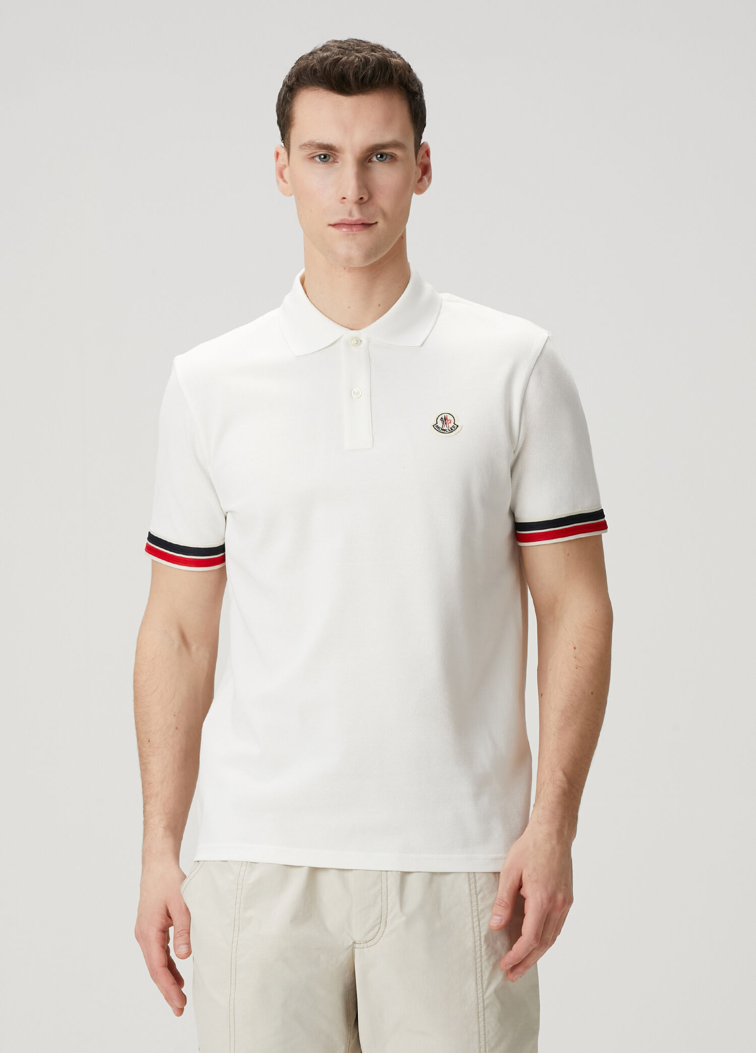 Moncler - Beyaz Polo Yaka T-shirt - Beyaz