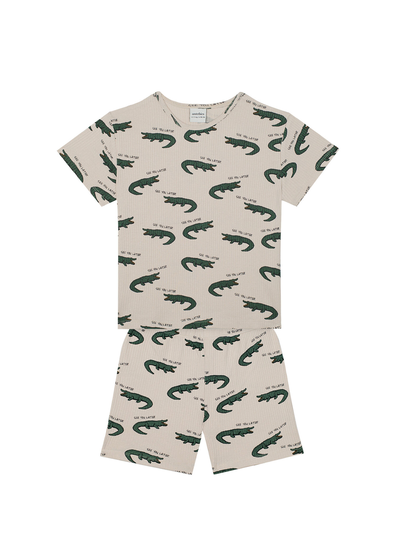Timsah Desenli Kısa Kollu Tshirt Şort Erkek Çocuk Pijama Takımı