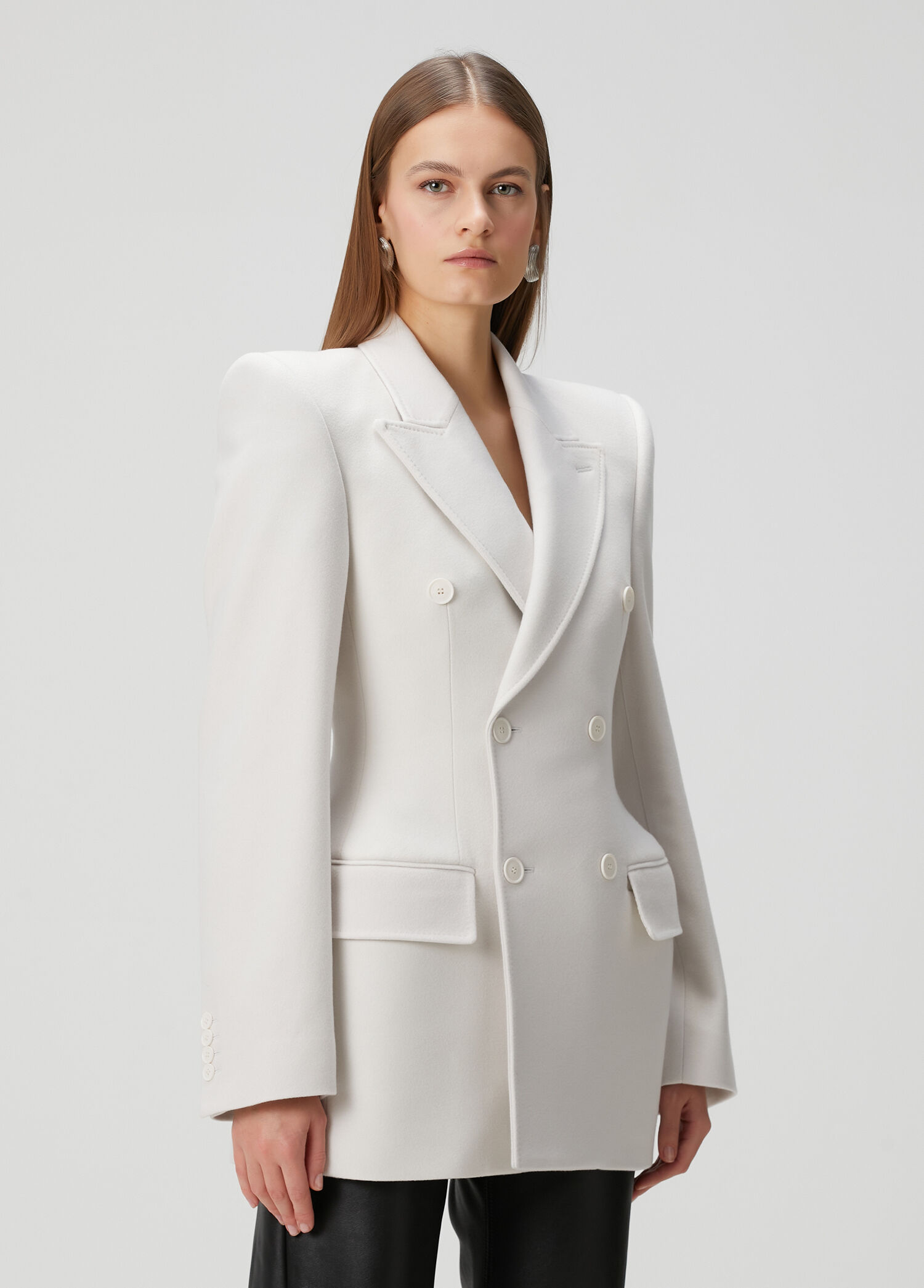 Kırık Beyaz Kruvaze Kaşmir Blazer