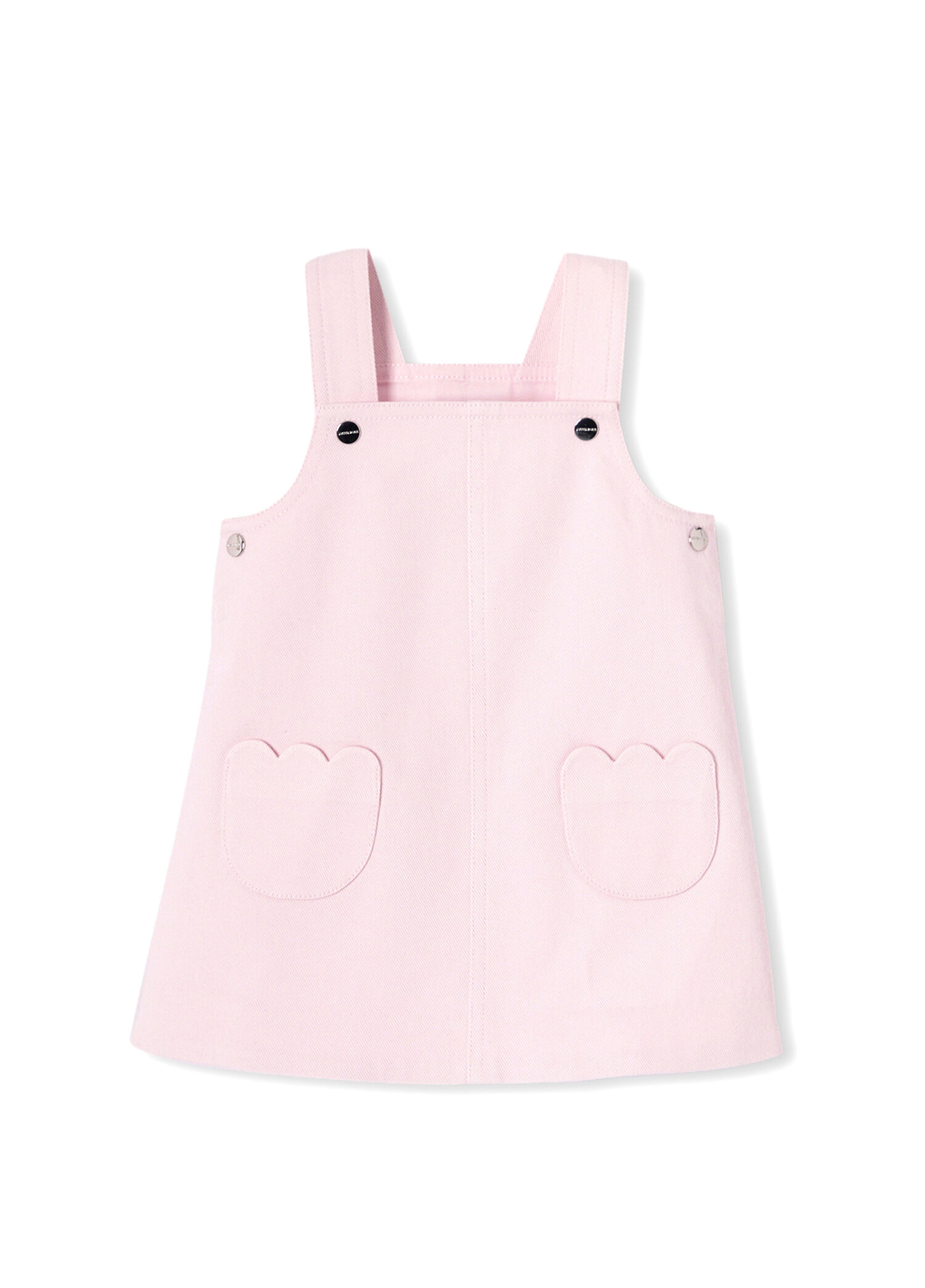 Açık Pembe Twill Kız Bebek Salopet Elbise