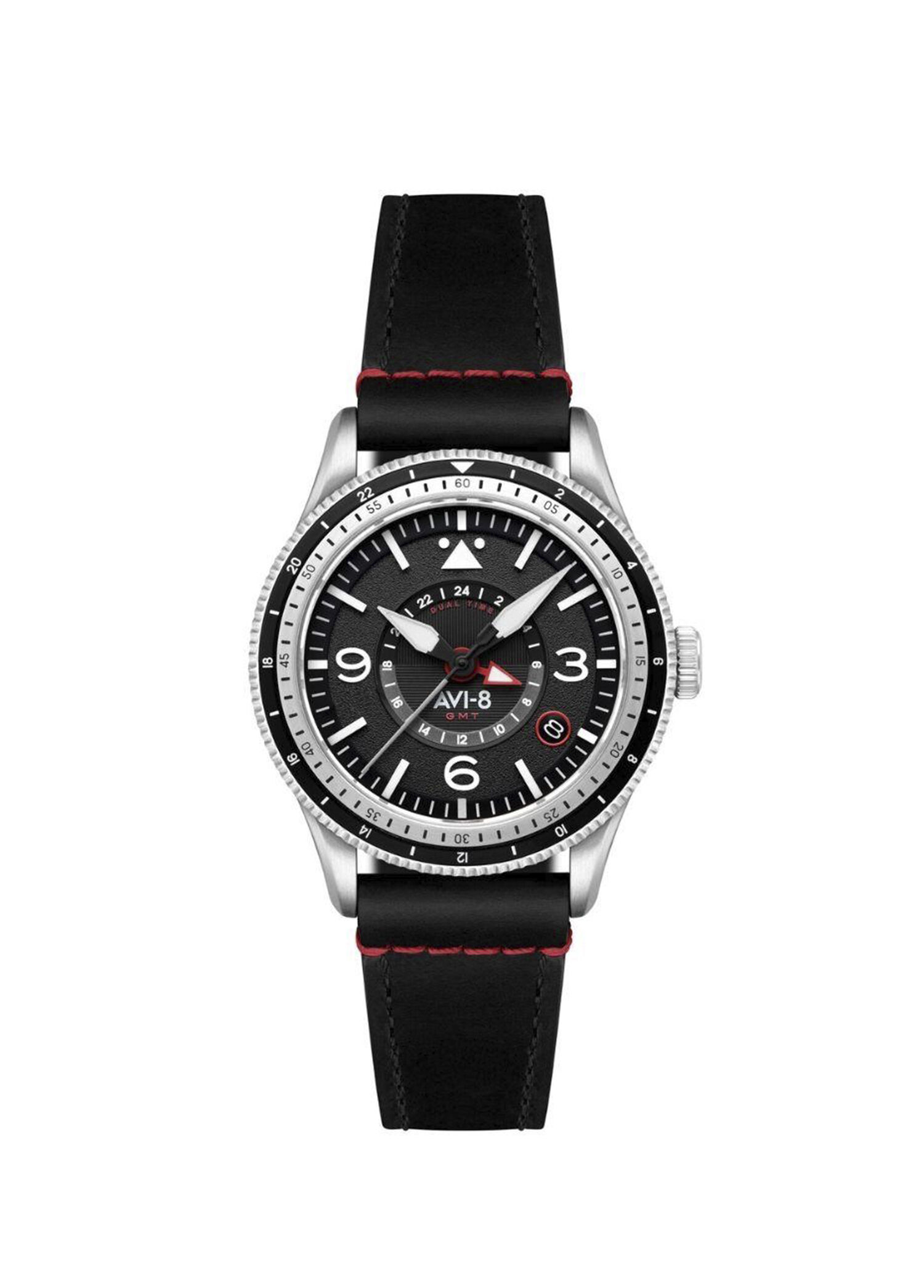 AVI-8 Siyah Erkek Flyboy Airmaster GMT AV-4128-01 Siyah Deri Erkek