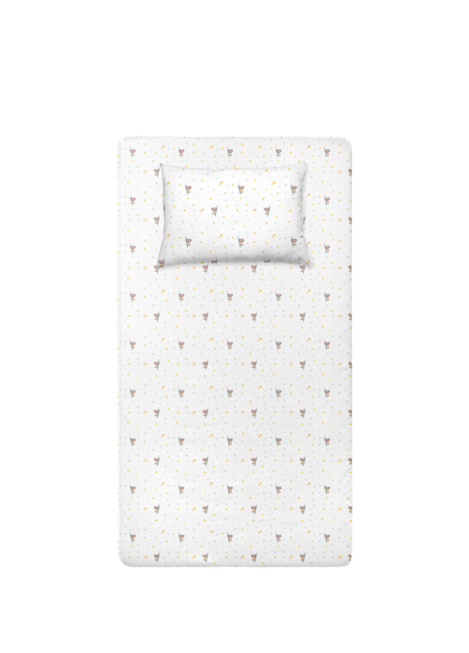 Koko Beyaz Pamuk Saten Bebek Lastikli Çarşaf ve Yastık Kılıfı Seti 70 x 140 cm + 35 x 45 cm