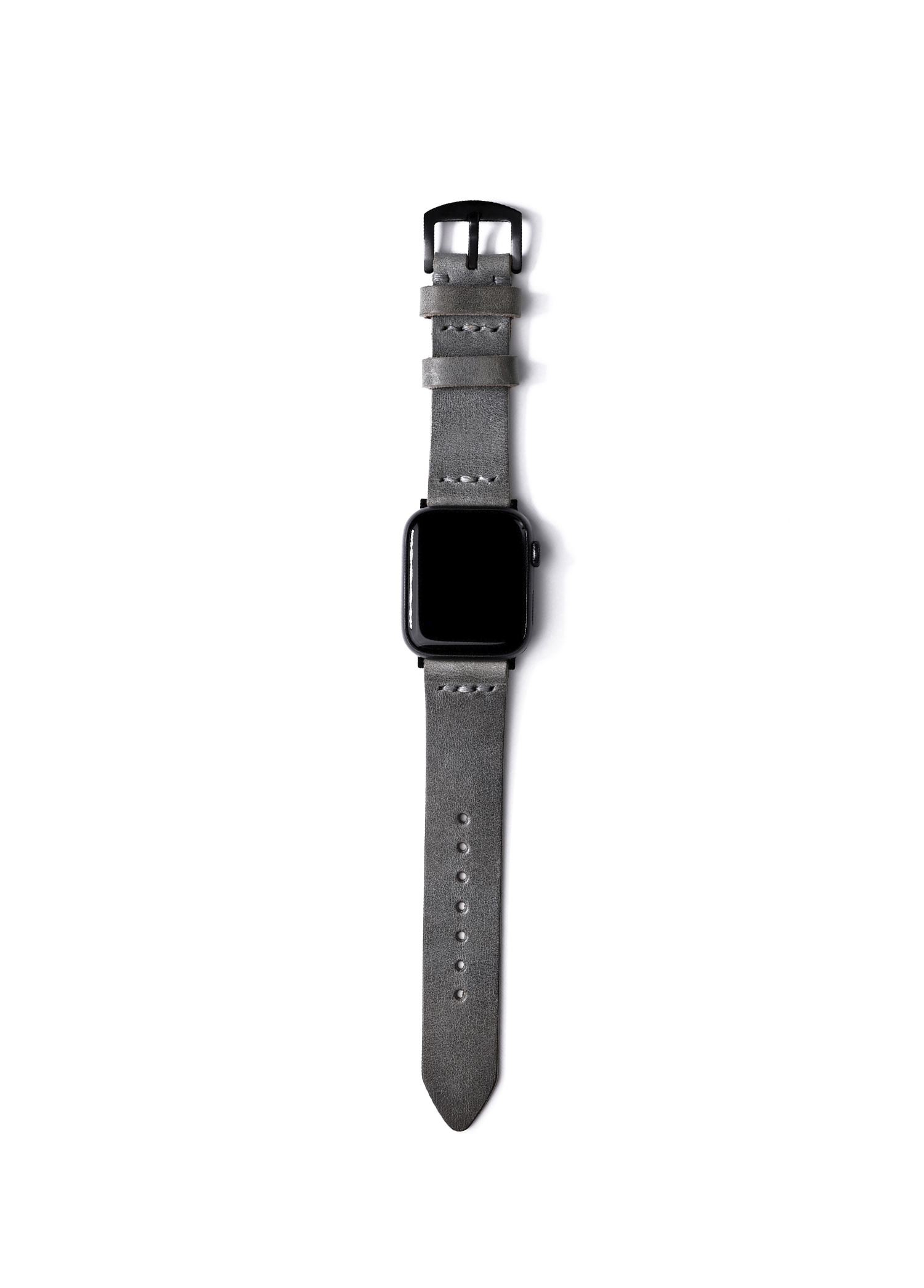 Apple Watch Seri 8/7/SE/6/5/4/3 Uyumlu 41mm 40mm 38mm Tek Katlı Antik Gri Deri El Yapımı Kordon