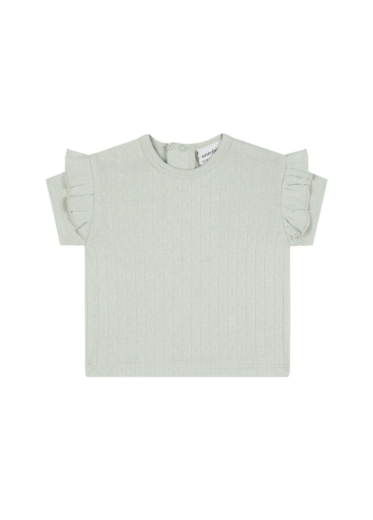 Mint Jakar Desenli Kız Bebek Fırfırlı T-shirt