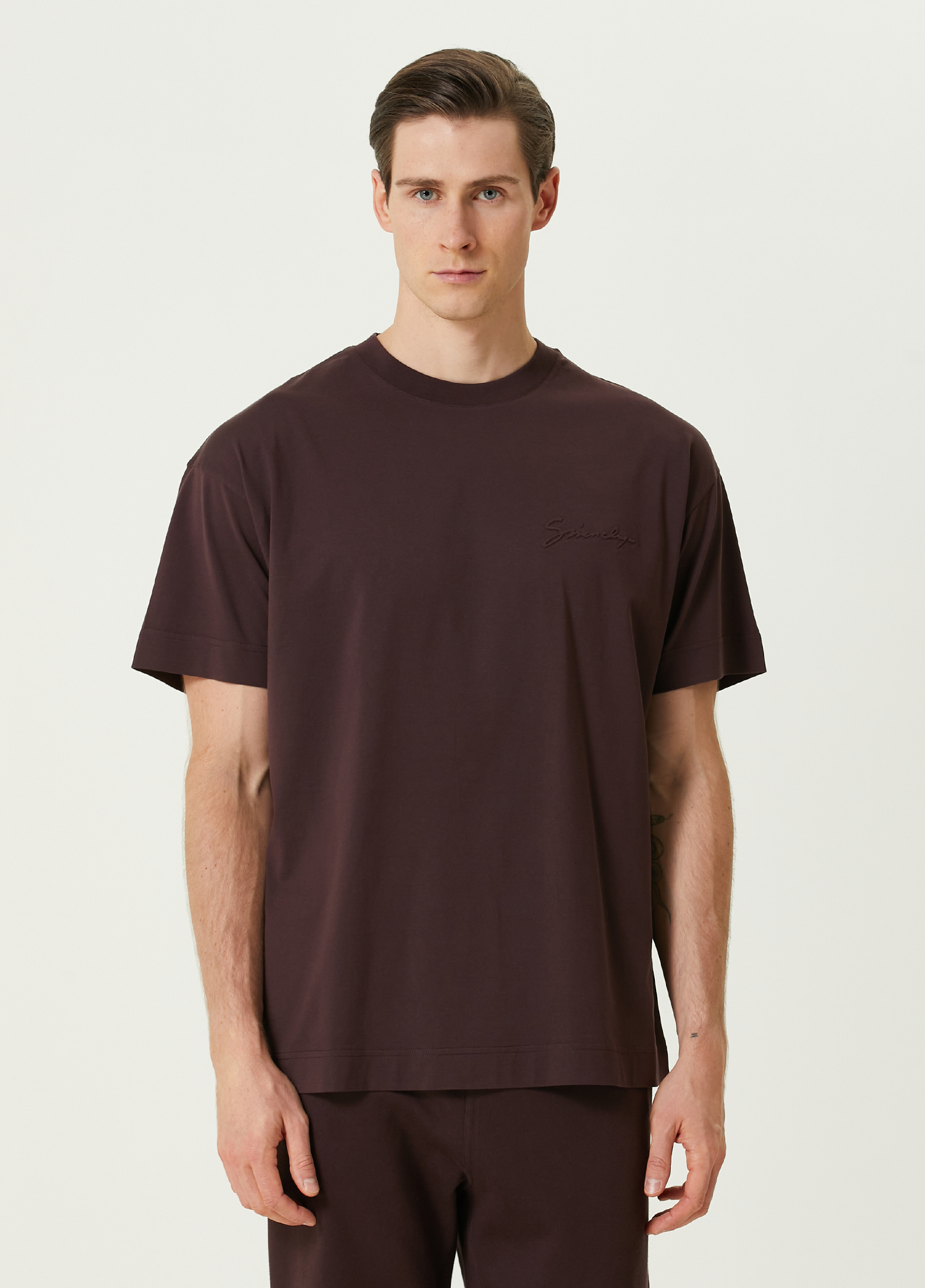 Bordo Logo Detaylı T-shirt