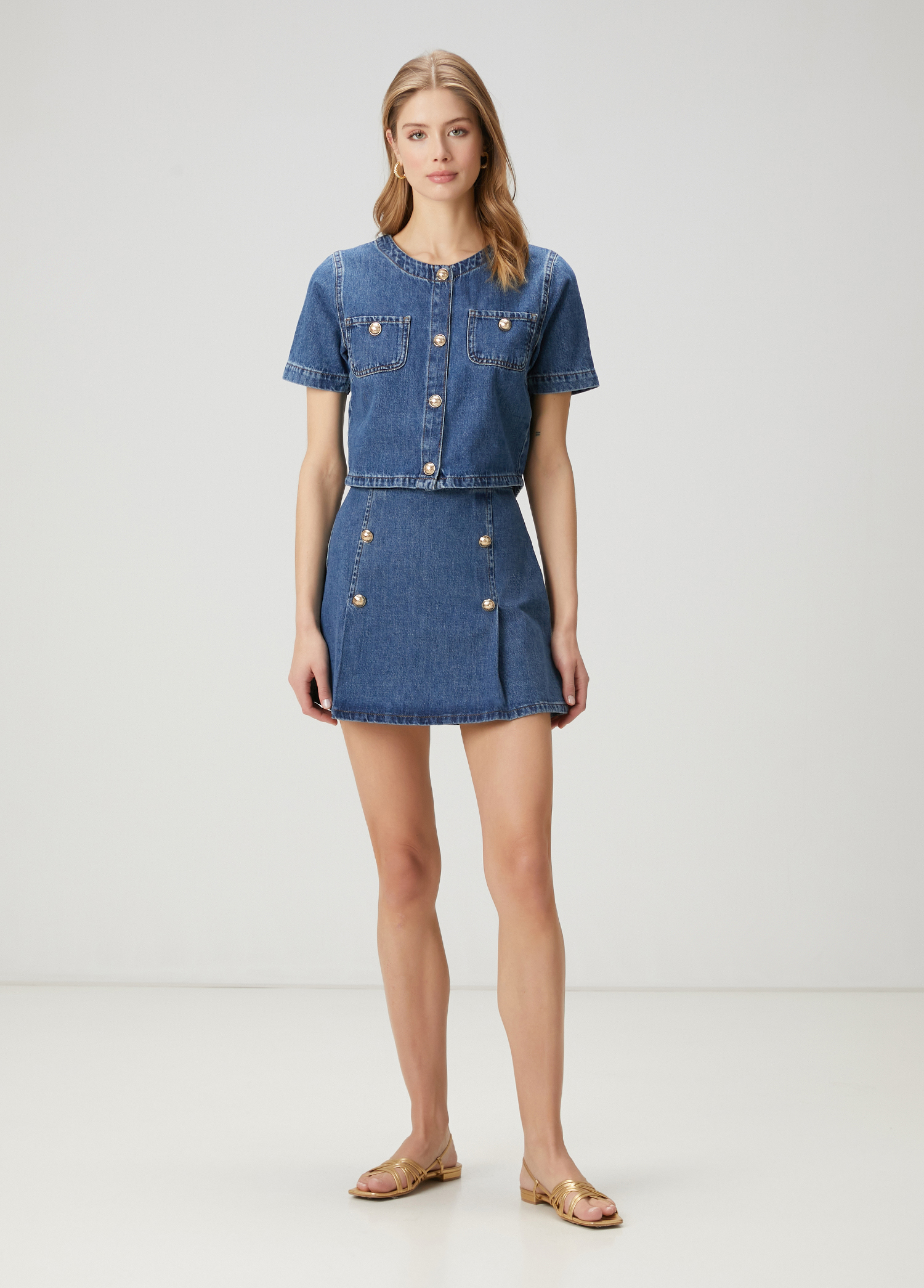Mavi Kısa Kol Denim Ceket_2