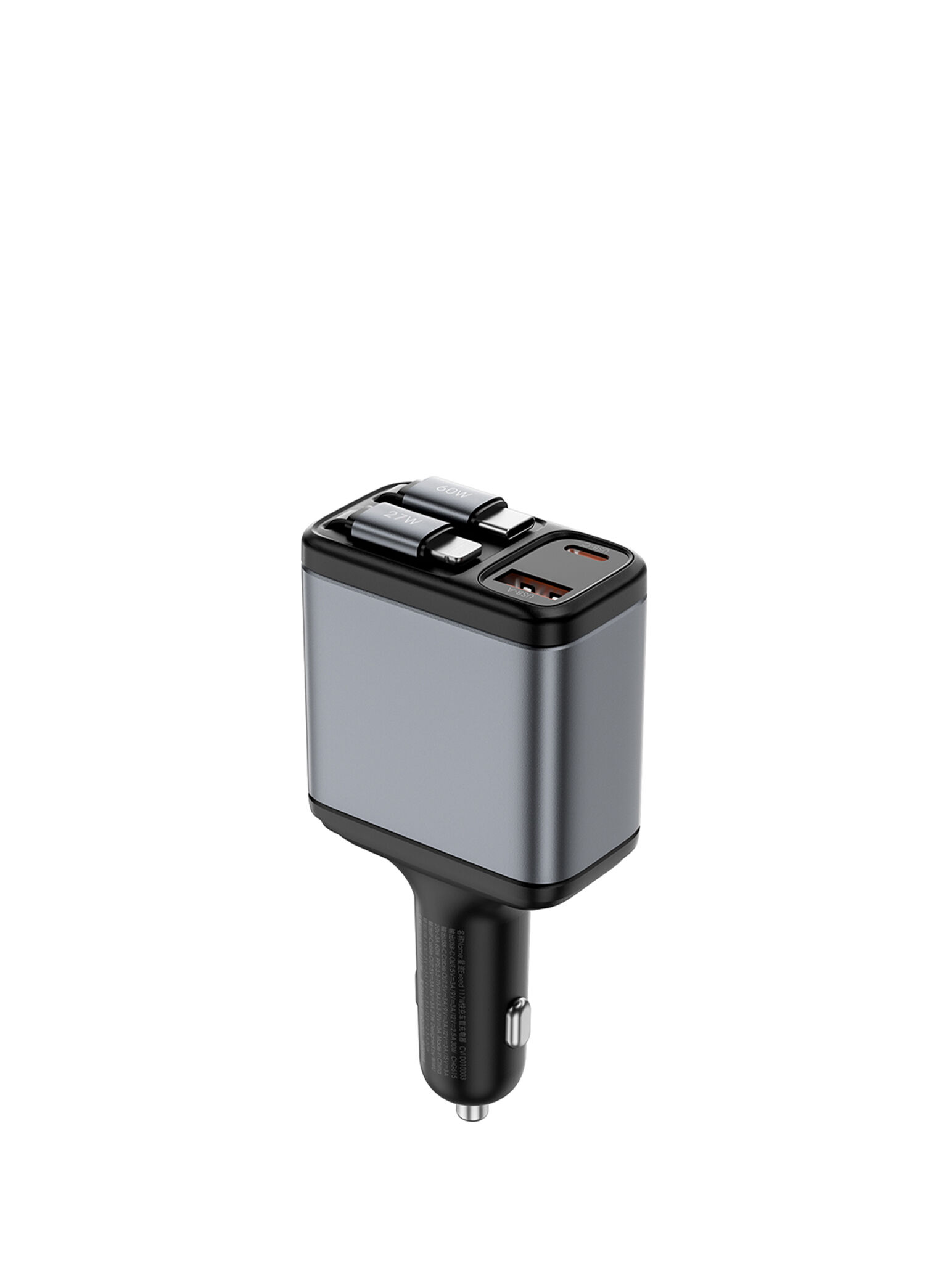 Wi-QC027 117W Led Göstergeli Type-C + Lightning Kablolu Araç Şarj Cihazı