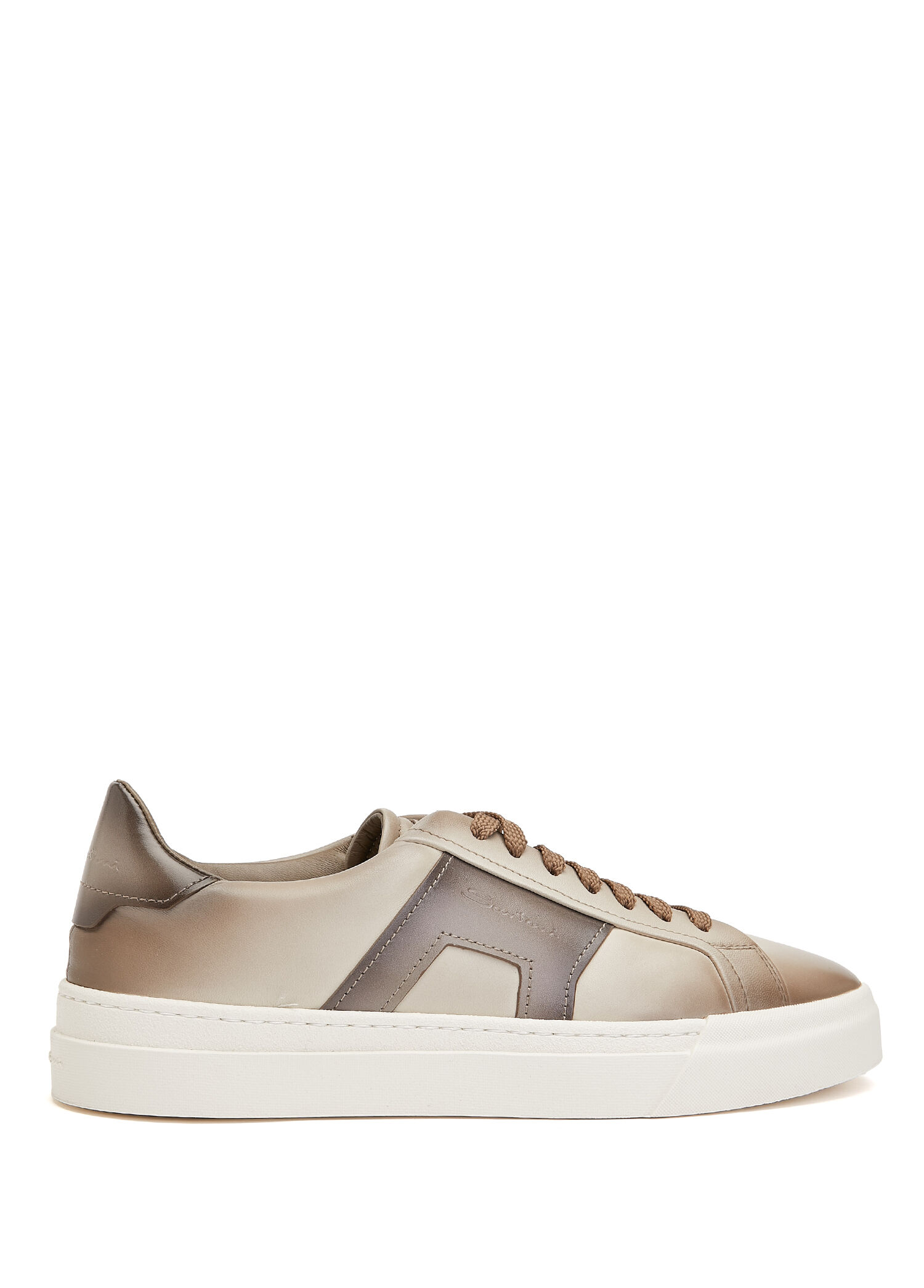Kahverengi Bej Erkek Deri Sneaker