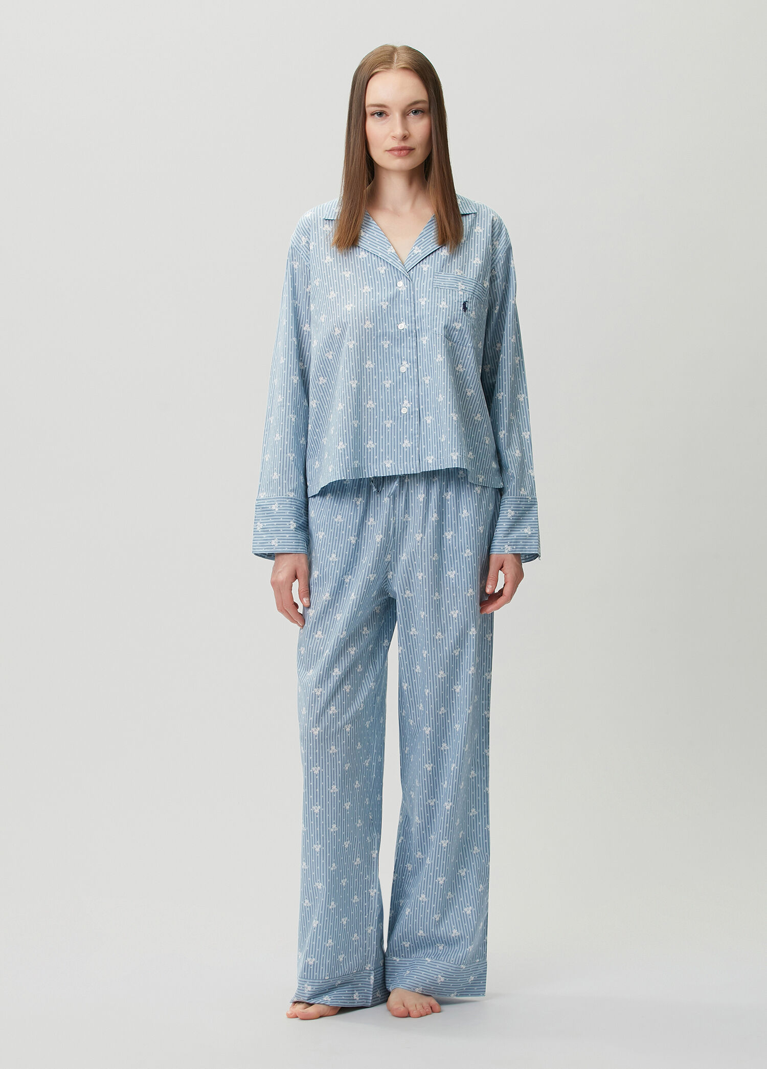 Mavi Çizgili Pijama Takımı