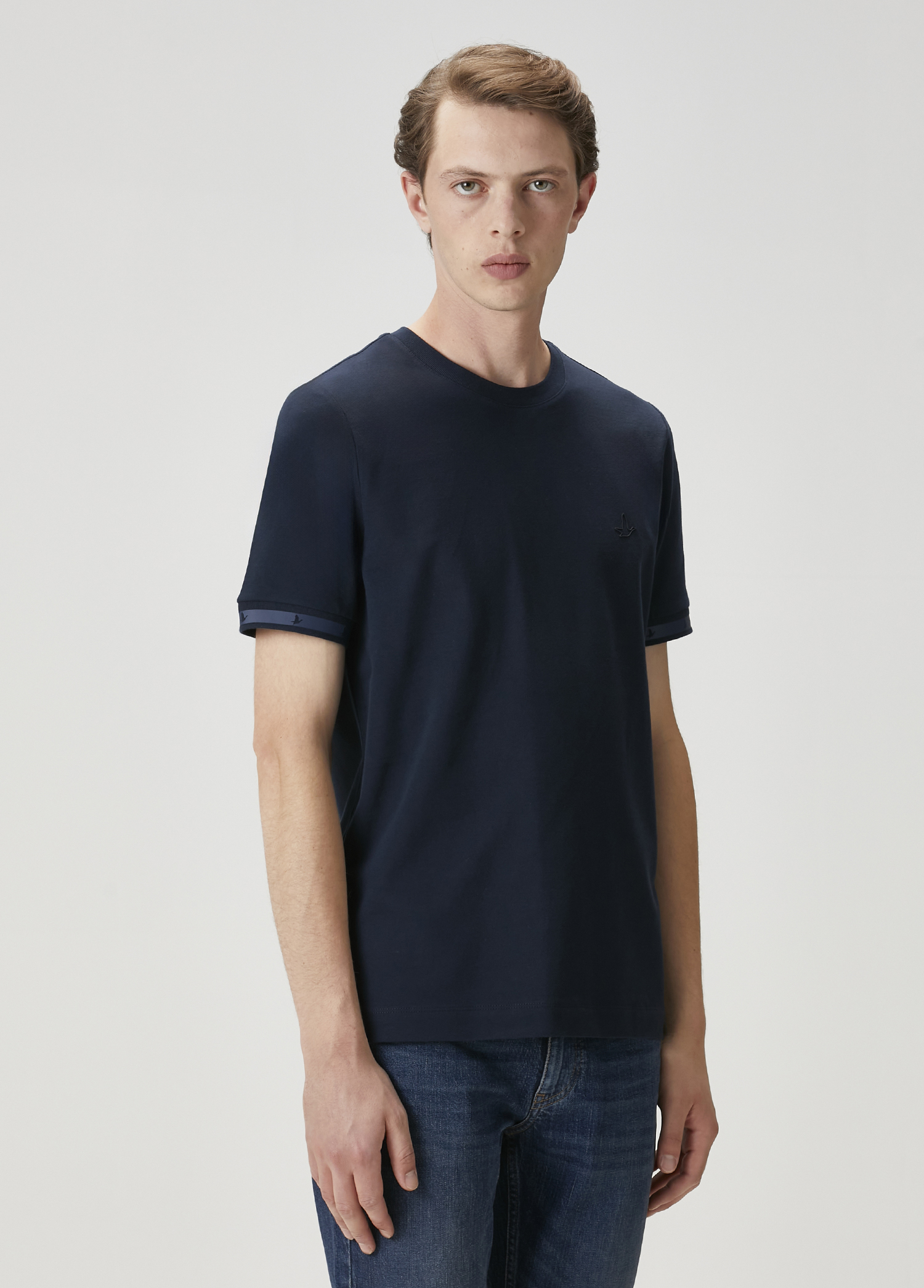Lacivert Logo Baskılı T-shirt_3