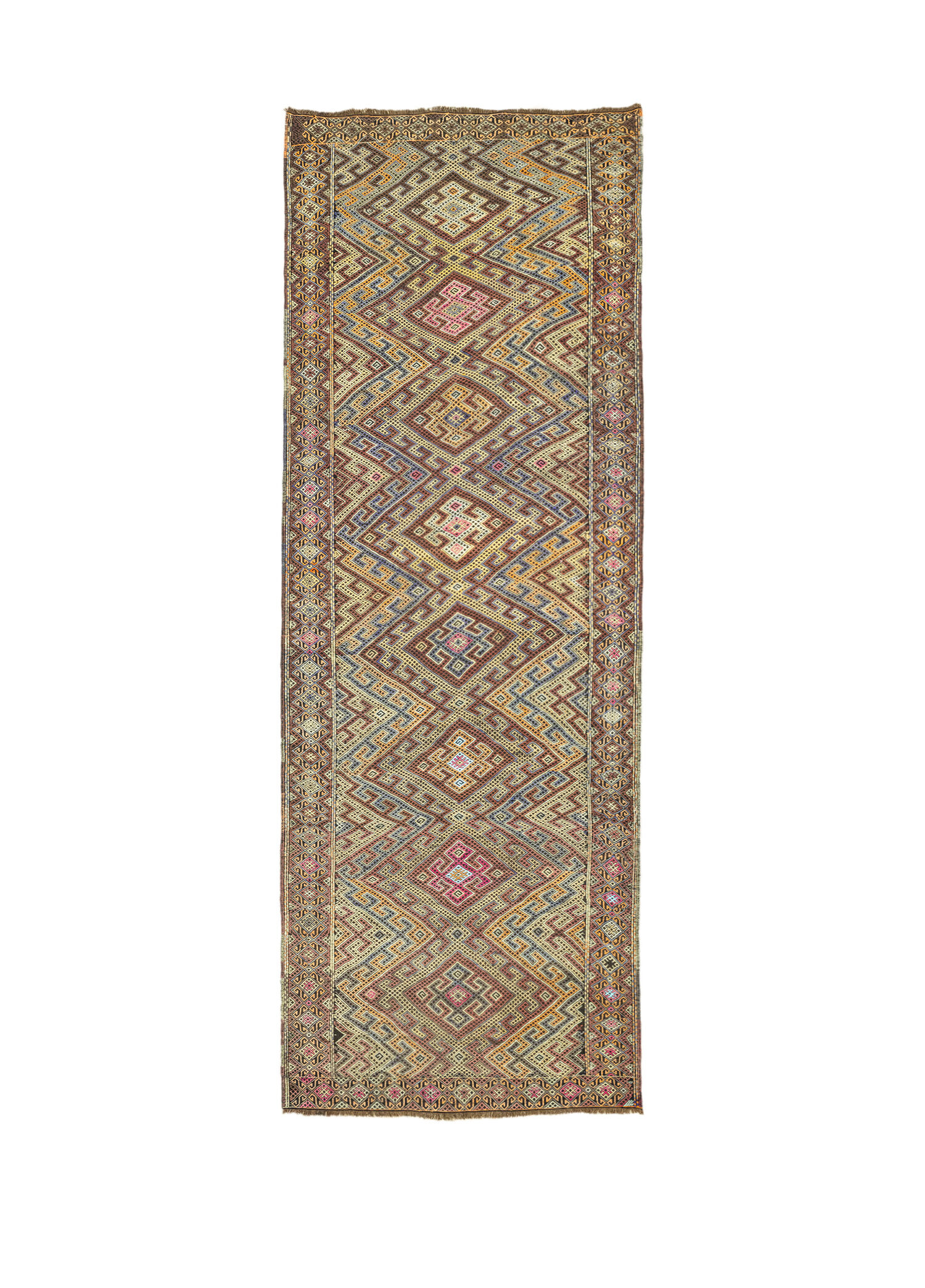 Hazra Geometrik Tasarımlı Yünlü Cicim Kilim 153x433 cm