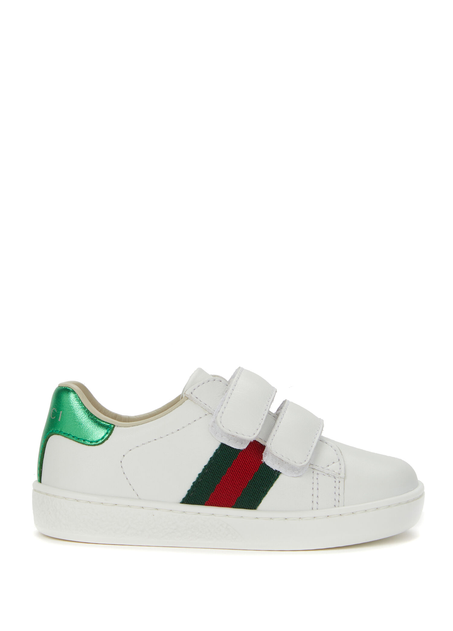 Beyaz Logo Şeritli Unisex Çocuk Deri Sneaker