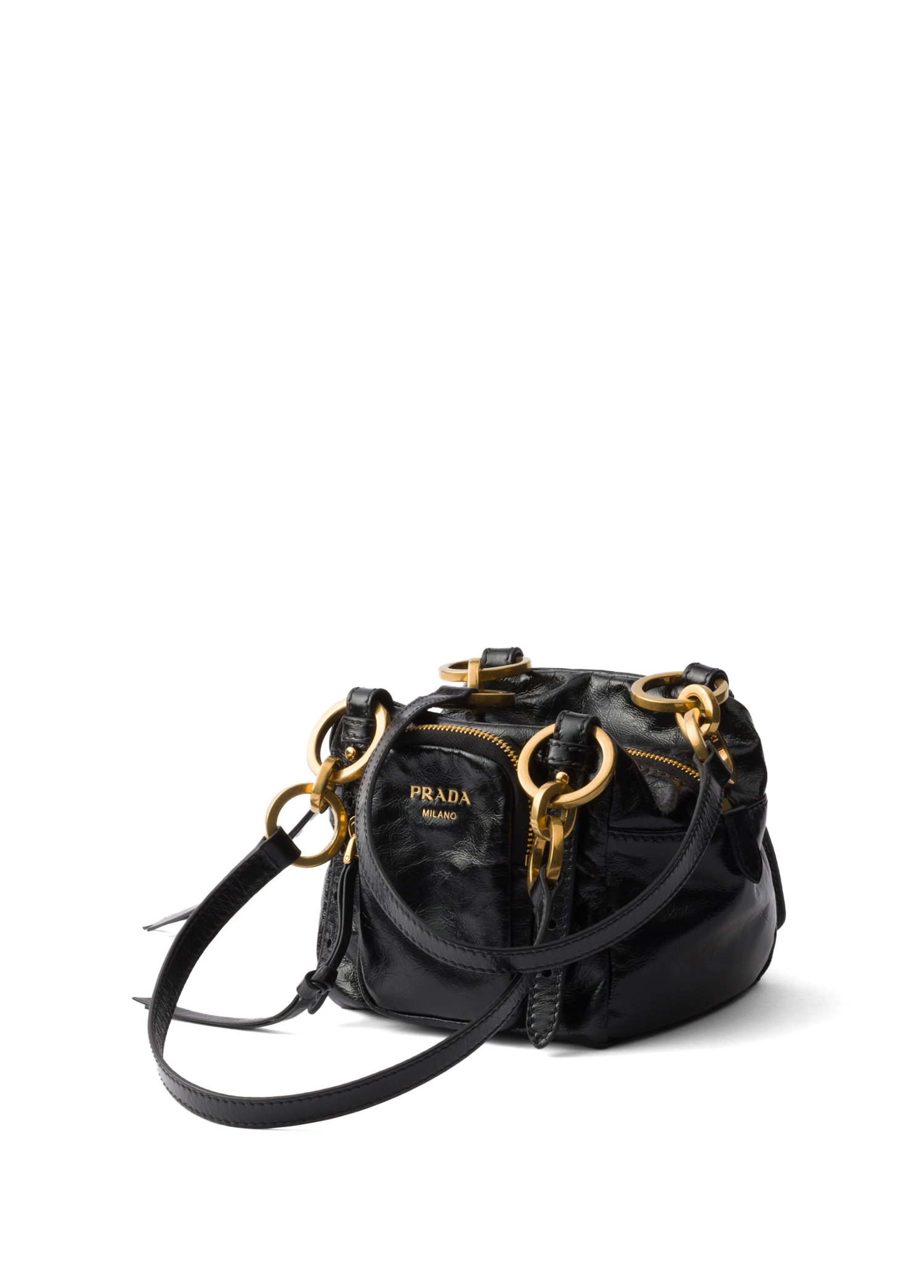 ハンドバッグ PRADA BLACK MINI PRADA DANGLE HANDBAG Prada: Dangle Leather Top-handle Mini-Bag (Black) | DSML E-SHOP