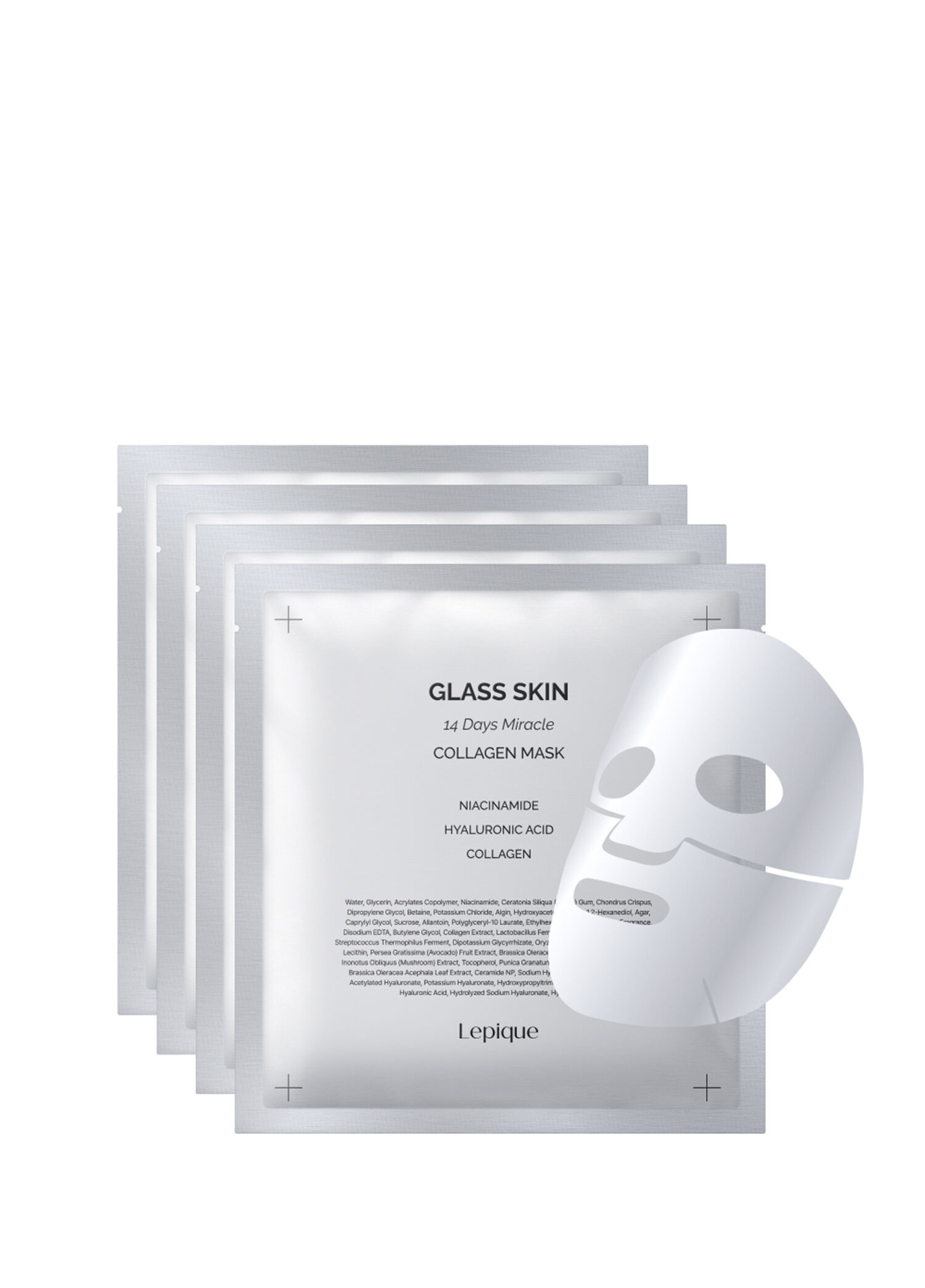 Glass Skin 14Days Miracle Collagen Mask Kırışıklık ve Leke Önleyici Parlatıcı Düşük Moleküllü 4'lü Kolajen Maskesi