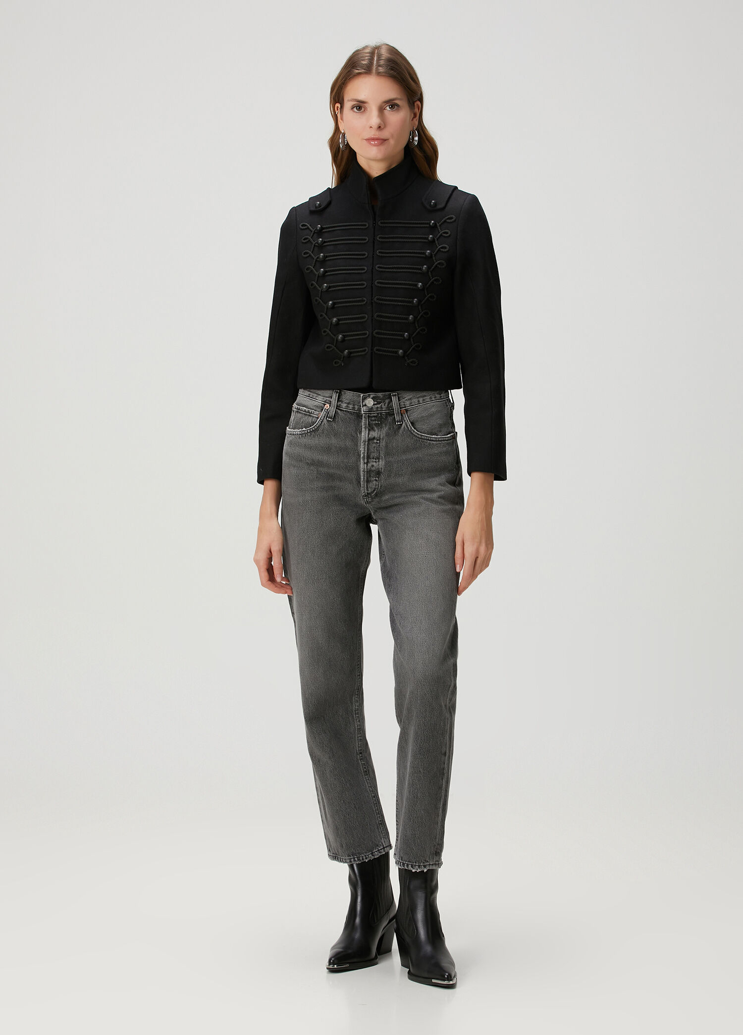 AllSaints - Rummy Black Crop Wool Jacket