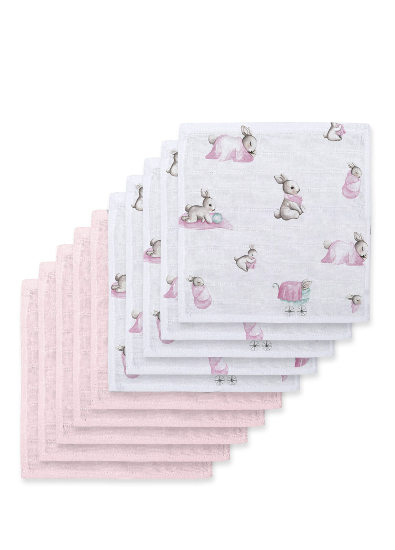 %100 Pamuk Bebe Lapin Rose & Innocent Pink 10`lu Müslin Bebek Ağız Bezi Paketi