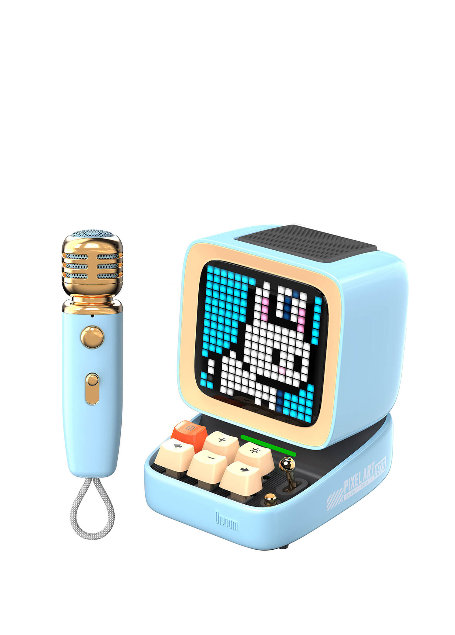 Ditoo-Mic Mavi Karaoke Mikrofonlu Uyarlanabilir Piksel Ekranlı Bluetooth Hoparlör