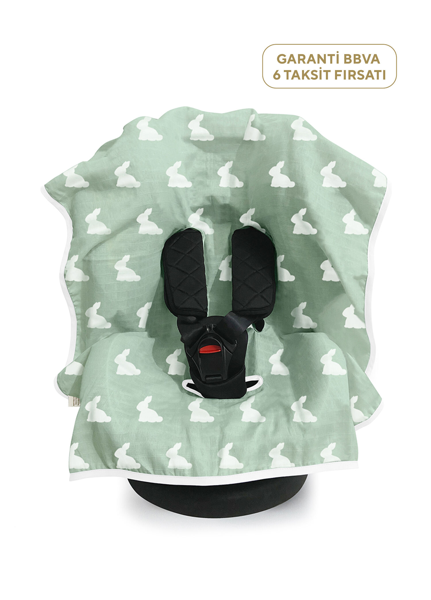 %100 Pamuk Mono Lapin Matcha Green Pamuklu Müslin Puset & Oto Koltuk Örtüsü